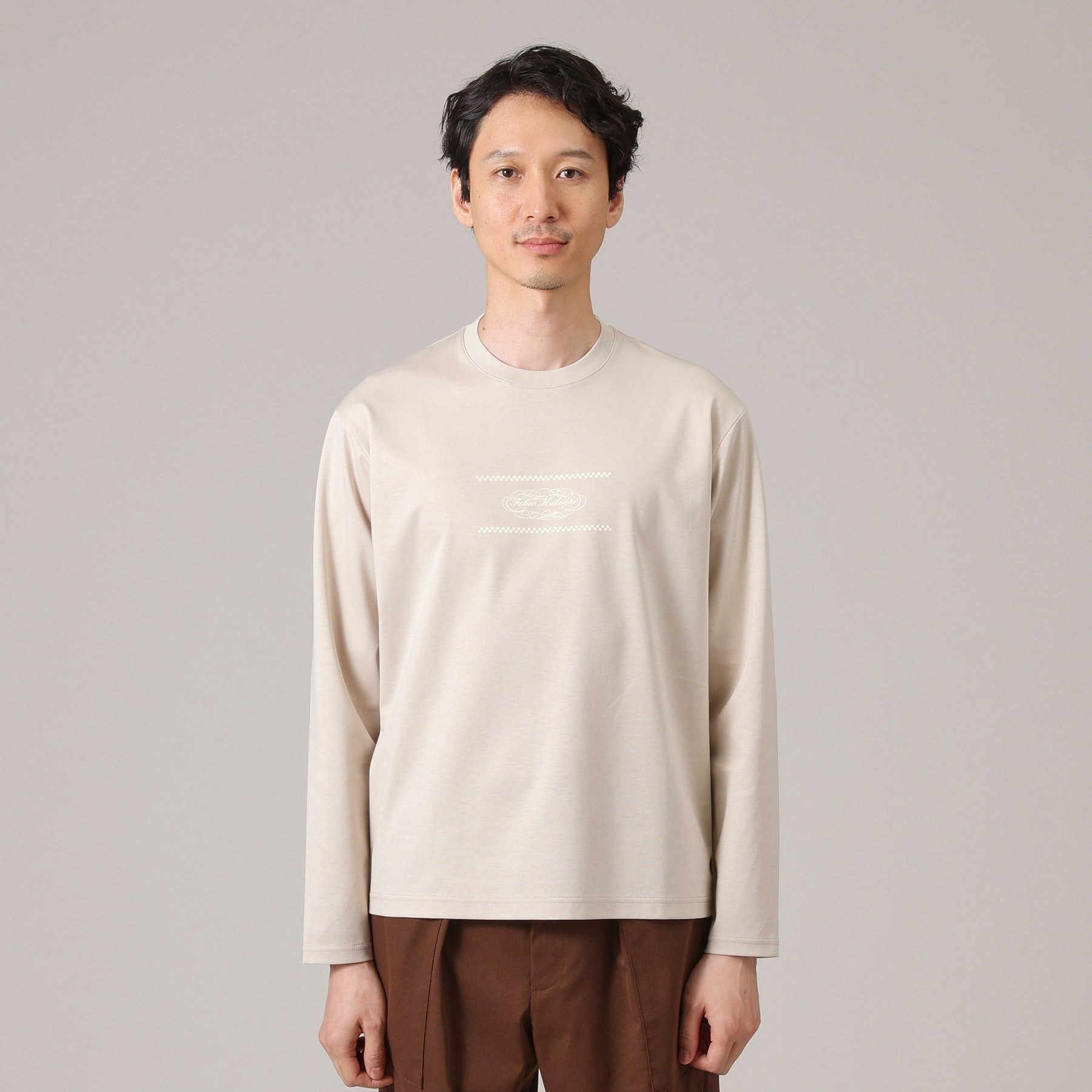 タケオキクチ TAKEO KIKUCHI カリグラフィーロゴ長袖ポンチTシャツ （グレージュ(050)） グレージュ(050)