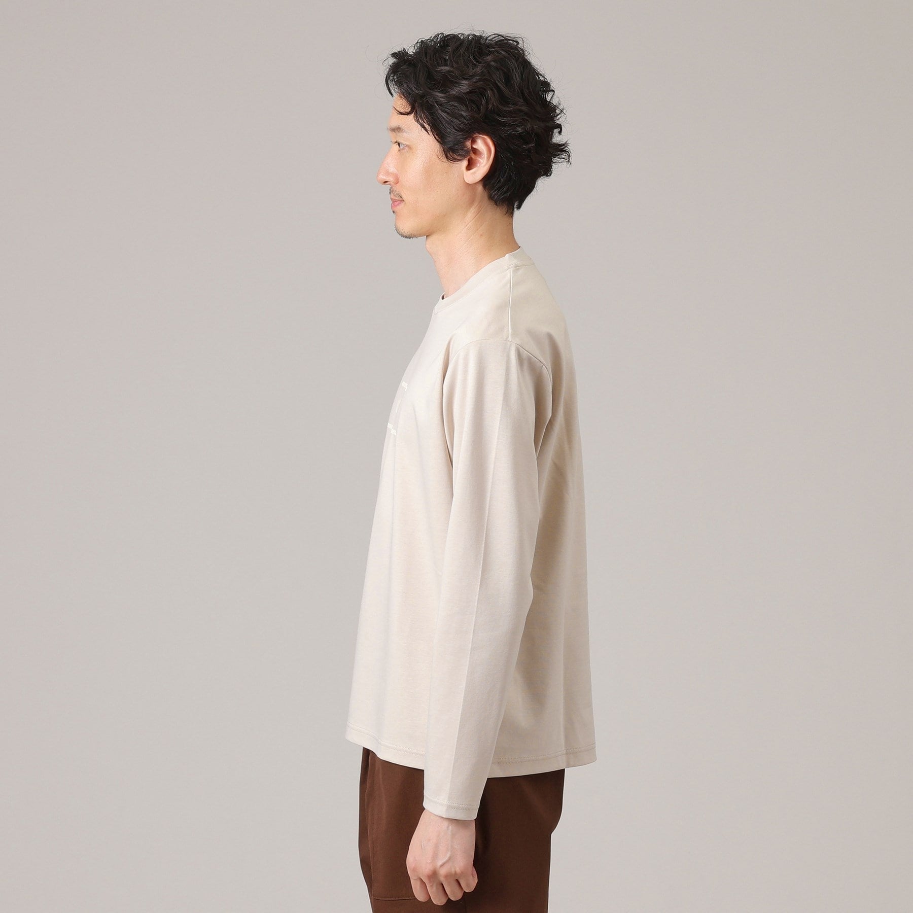 タケオキクチ TAKEO KIKUCHI カリグラフィーロゴ長袖ポンチTシャツ （グレージュ(050)） グレージュ(050)