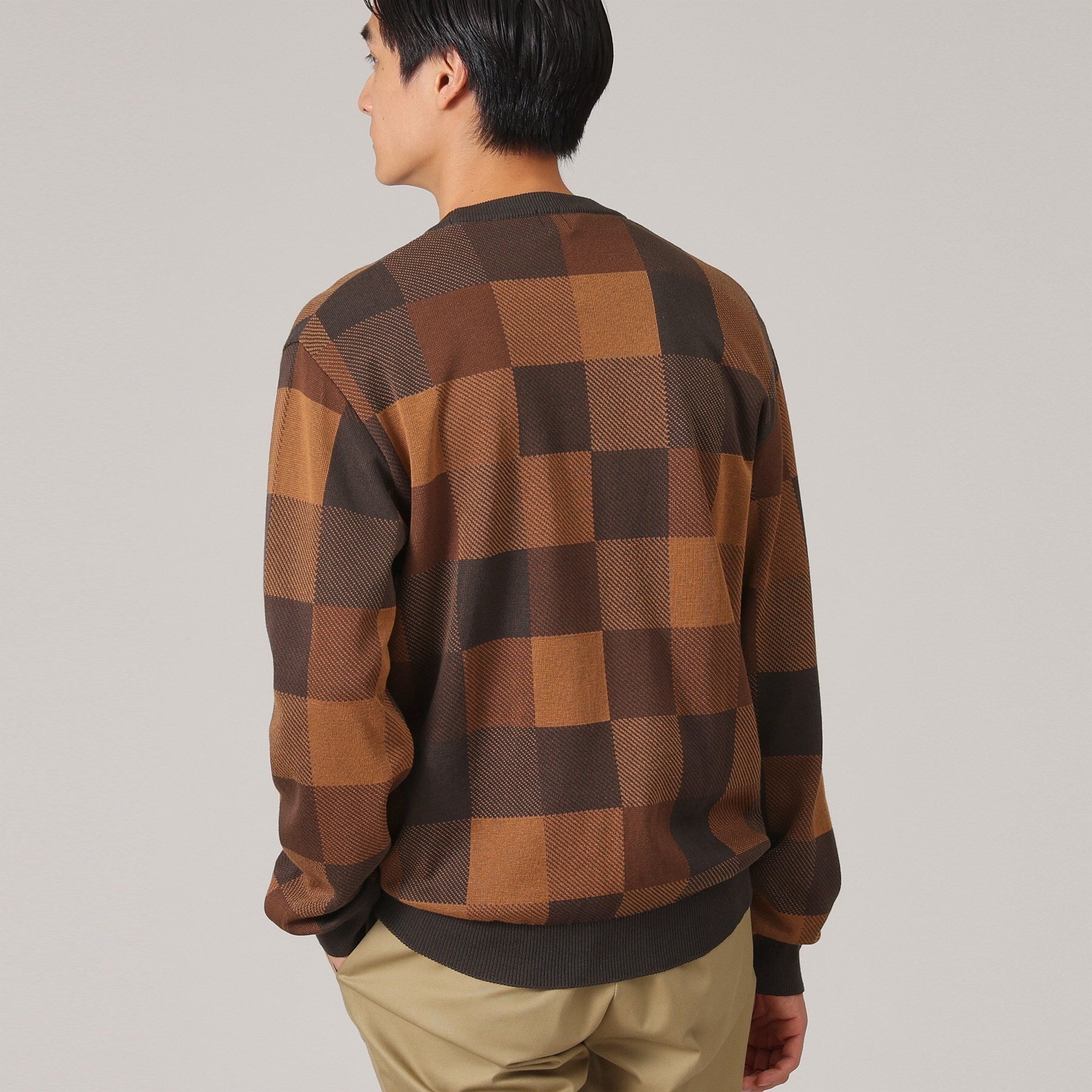 タケオキクチ TAKEO KIKUCHI チェック柄 プルオーバー ニット （ブラウン(243)） ブラウン(243)