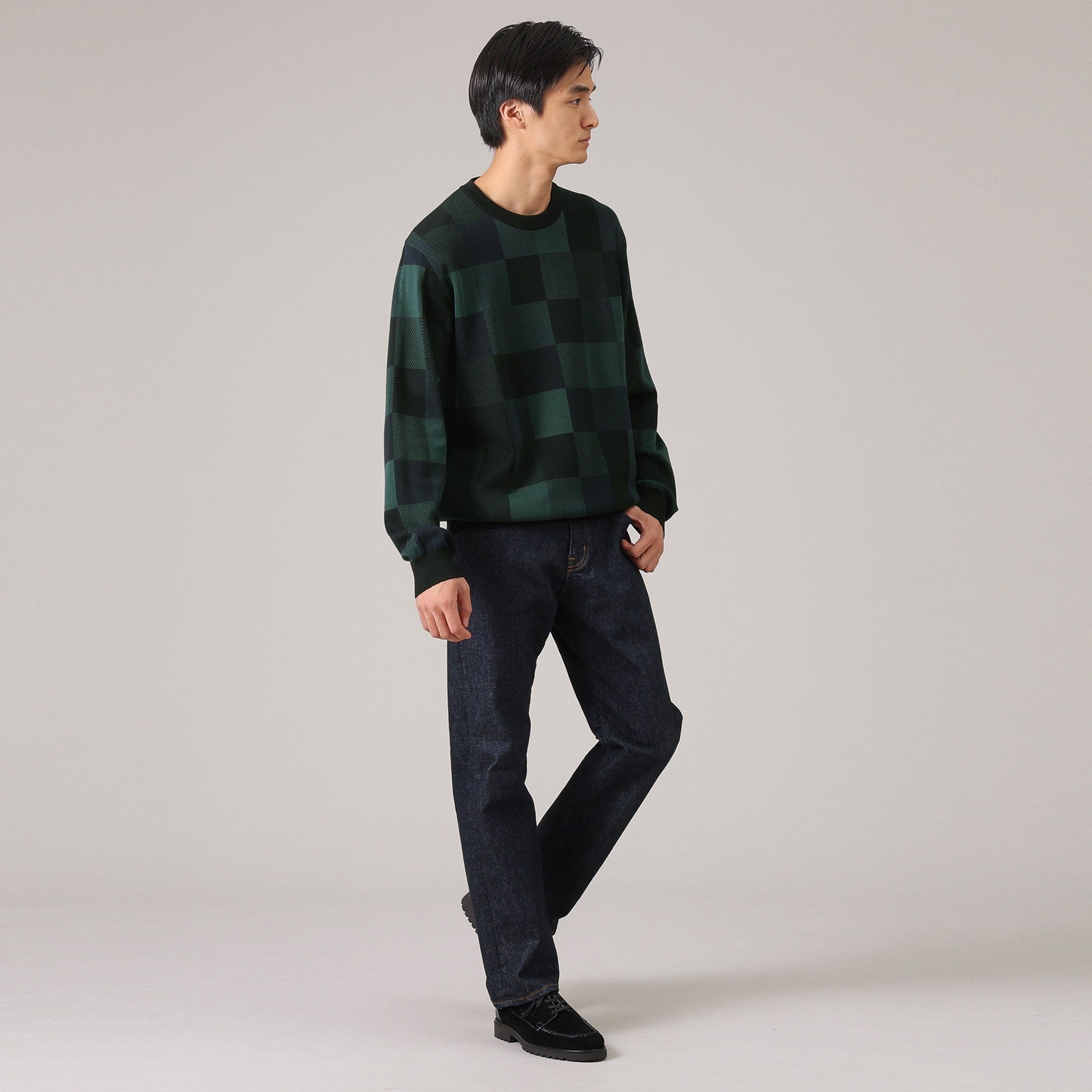 タケオキクチ TAKEO KIKUCHI チェック柄 プルオーバー ニット （ブラウン(243)） ブラウン(243)