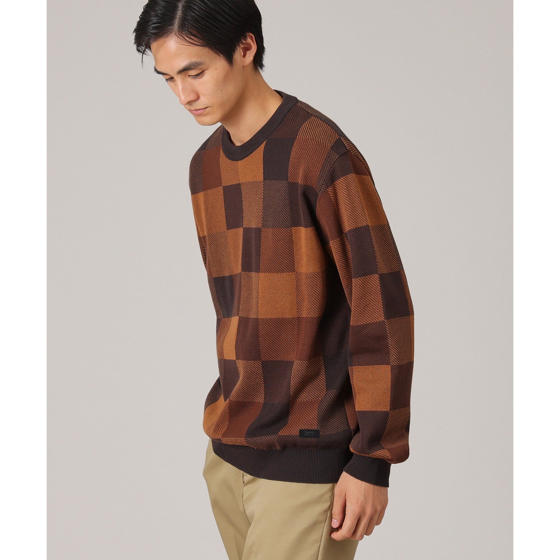 タケオキクチ TAKEO KIKUCHI チェック柄 プルオーバー ニット （ブラウン(243)） ブラウン(243)