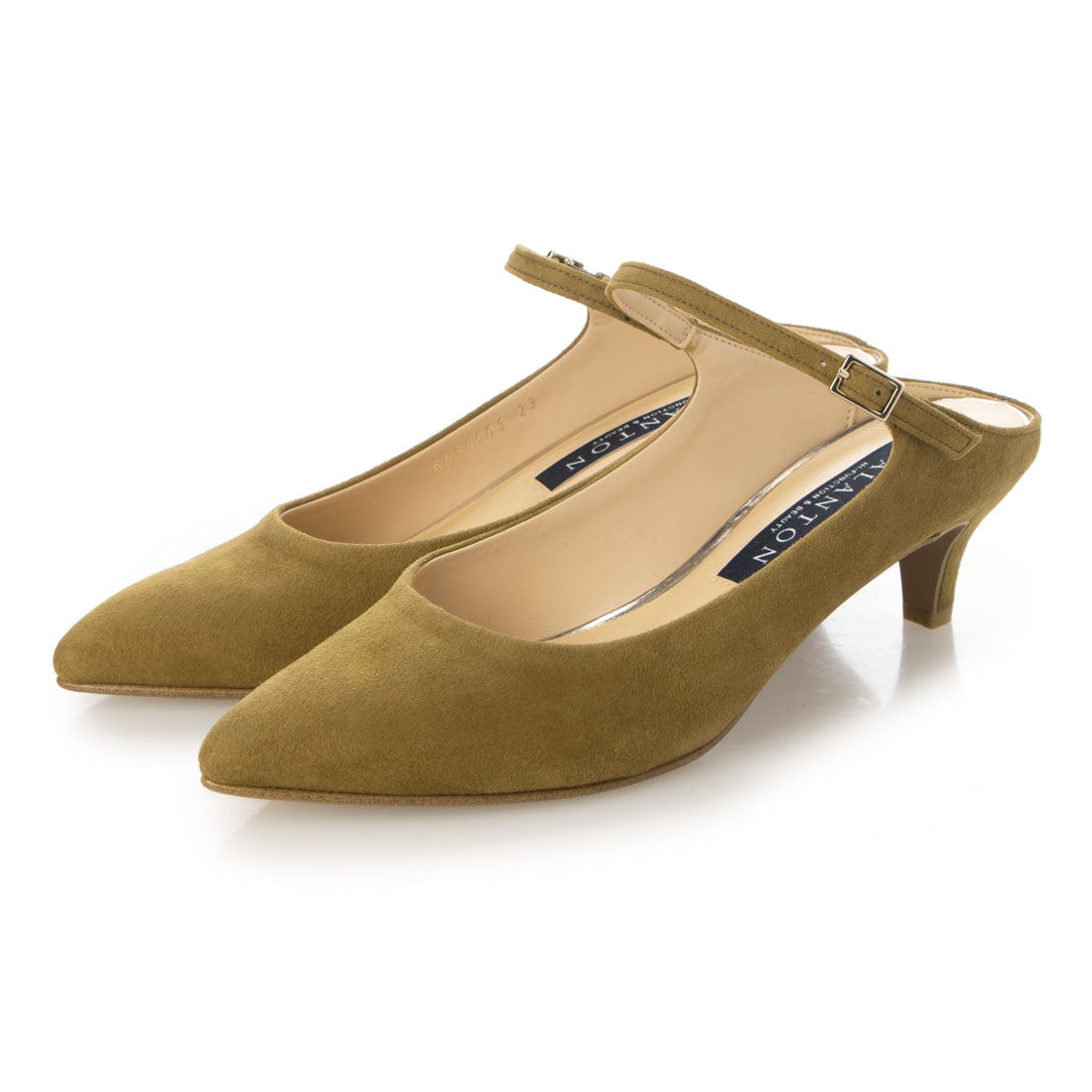 タラントン バイ ダイアナ TALANTON by DIANA アンクルストラップミュール,グリーンシルキースエード