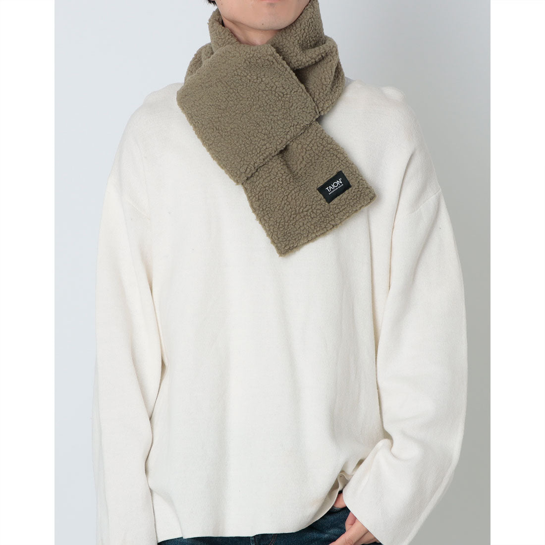 タイオン TAION マフラー リバーシブル  ダウンマフラー ボアマフラー スカーフ REVERSIBLE MOUNTAIN DOWN×BOA SCARF （ブラック×ベージュ） ブラック×ベージュ