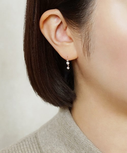 テイクアップ TAKE-UP K10 2石ヒネリ マルユレ スイングピアス （ピンクゴールド） ピンクゴールド