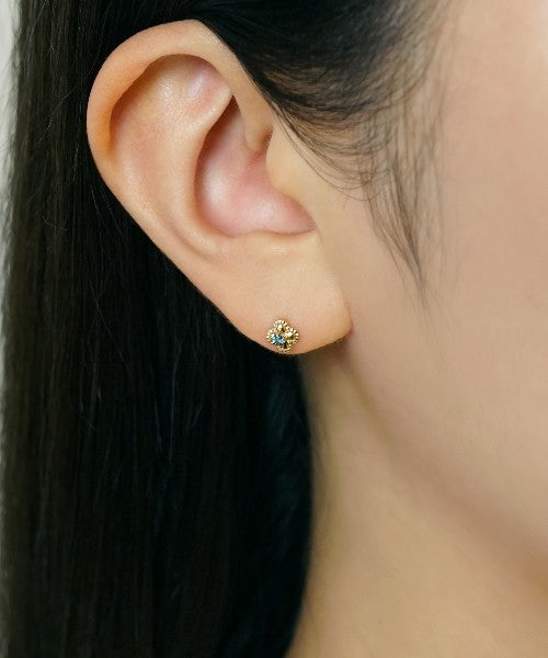 Take-Up K18・K10 London Blue Topaz Millefleur One-Point Earrings