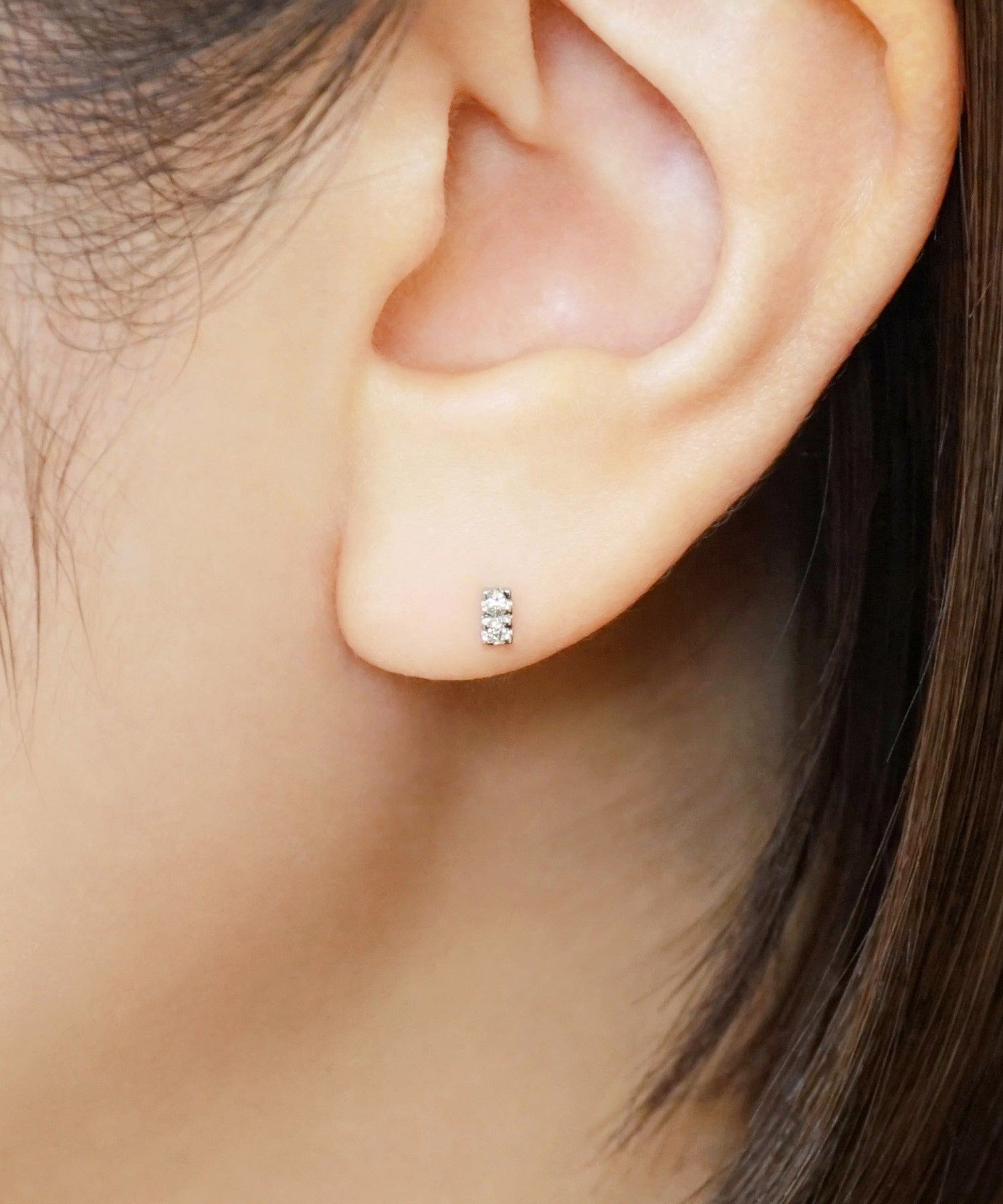 テイクアップ TAKE-UP [ セカンドピアス] Pt ダイヤモンド2石バーピアス0. 04ct