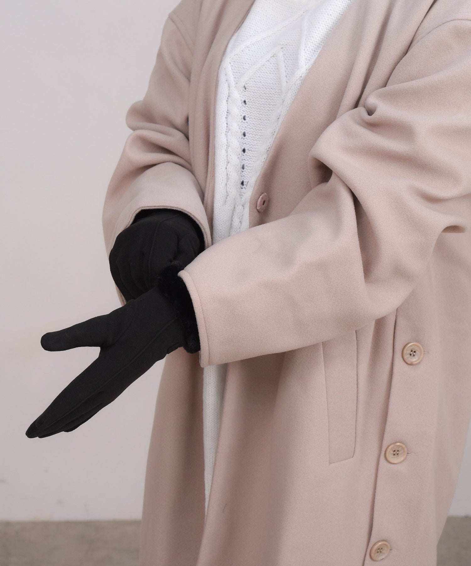 テディショップ Teddyshop レディース タッチパネル対応裏起毛ふんわりファー手袋 （ダークグレー） ダークグレー