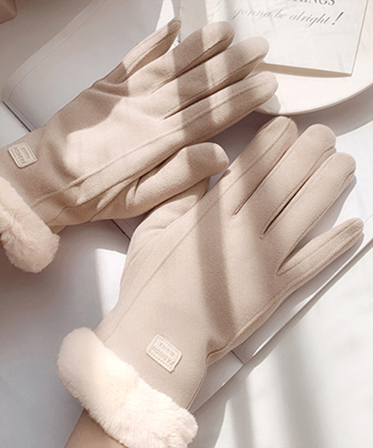 テディショップ Teddyshop レディース タッチパネル対応裏起毛ふんわりファー手袋 （ダークグレー） ダークグレー