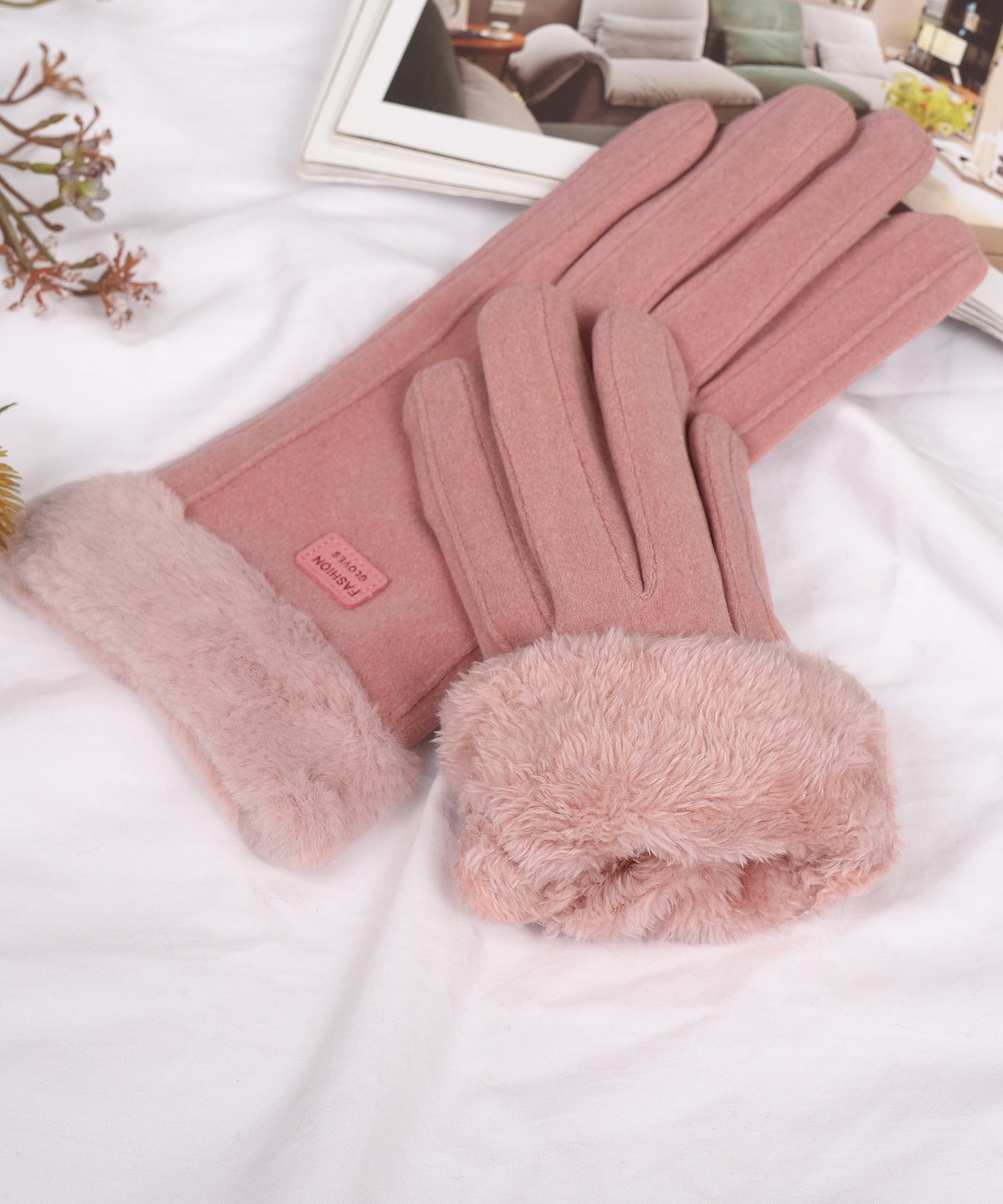 テディショップ Teddyshop レディース タッチパネル対応裏起毛ふんわりファー手袋 （ダークグレー） ダークグレー