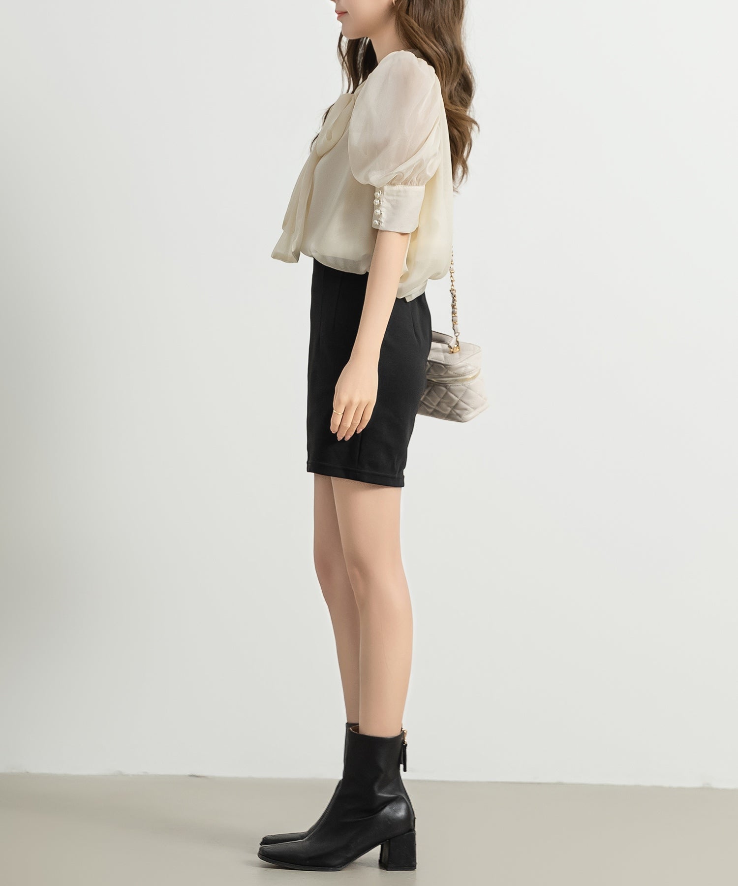 テディショップ Teddyshop レディース 長袖ボウタイリボンシアーシフォンブラウス （アイボリー） アイボリー
