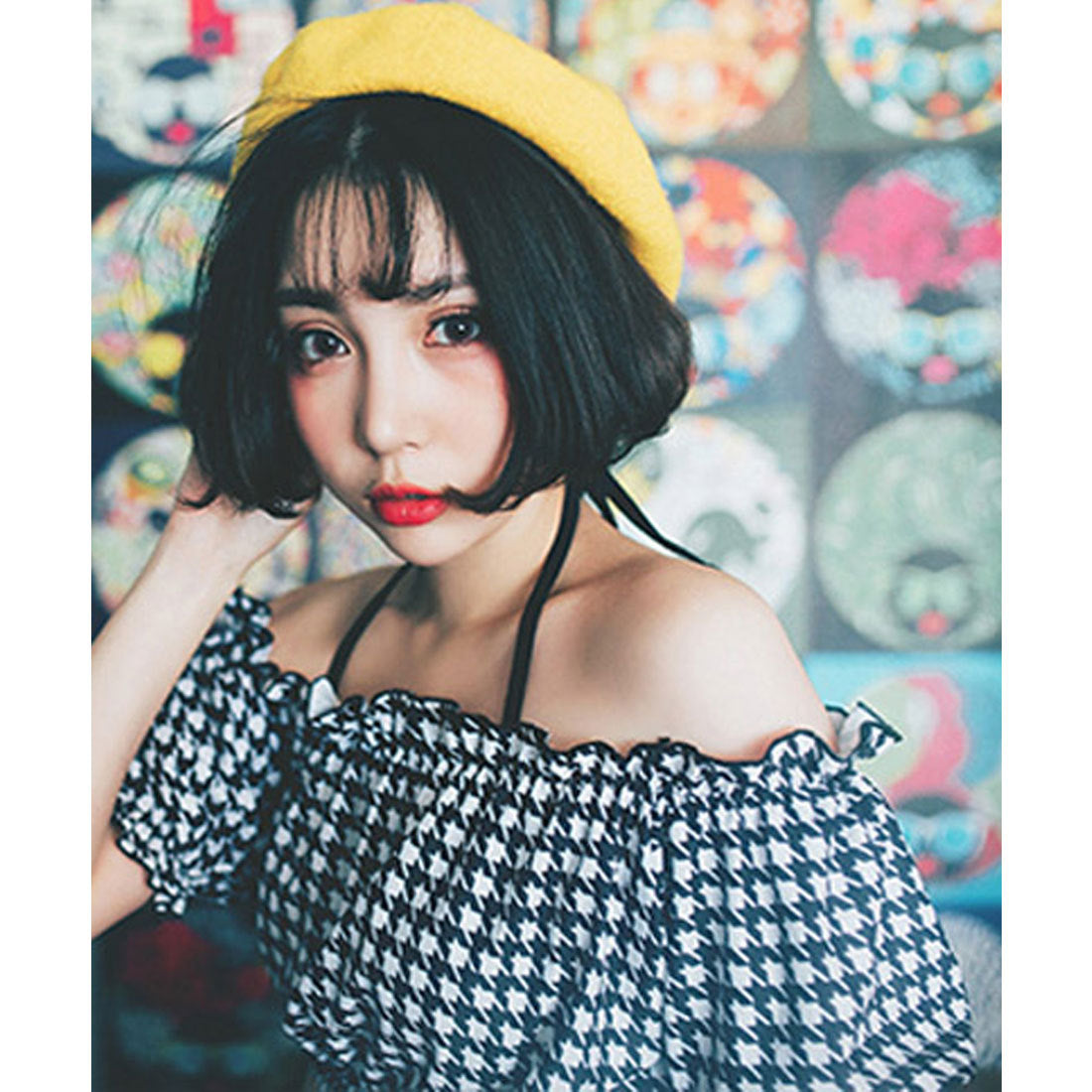テディショップ Teddyshop レディース 水着 オフショルトップス ホルターネックビキニ （B：千鳥柄） B：千鳥柄