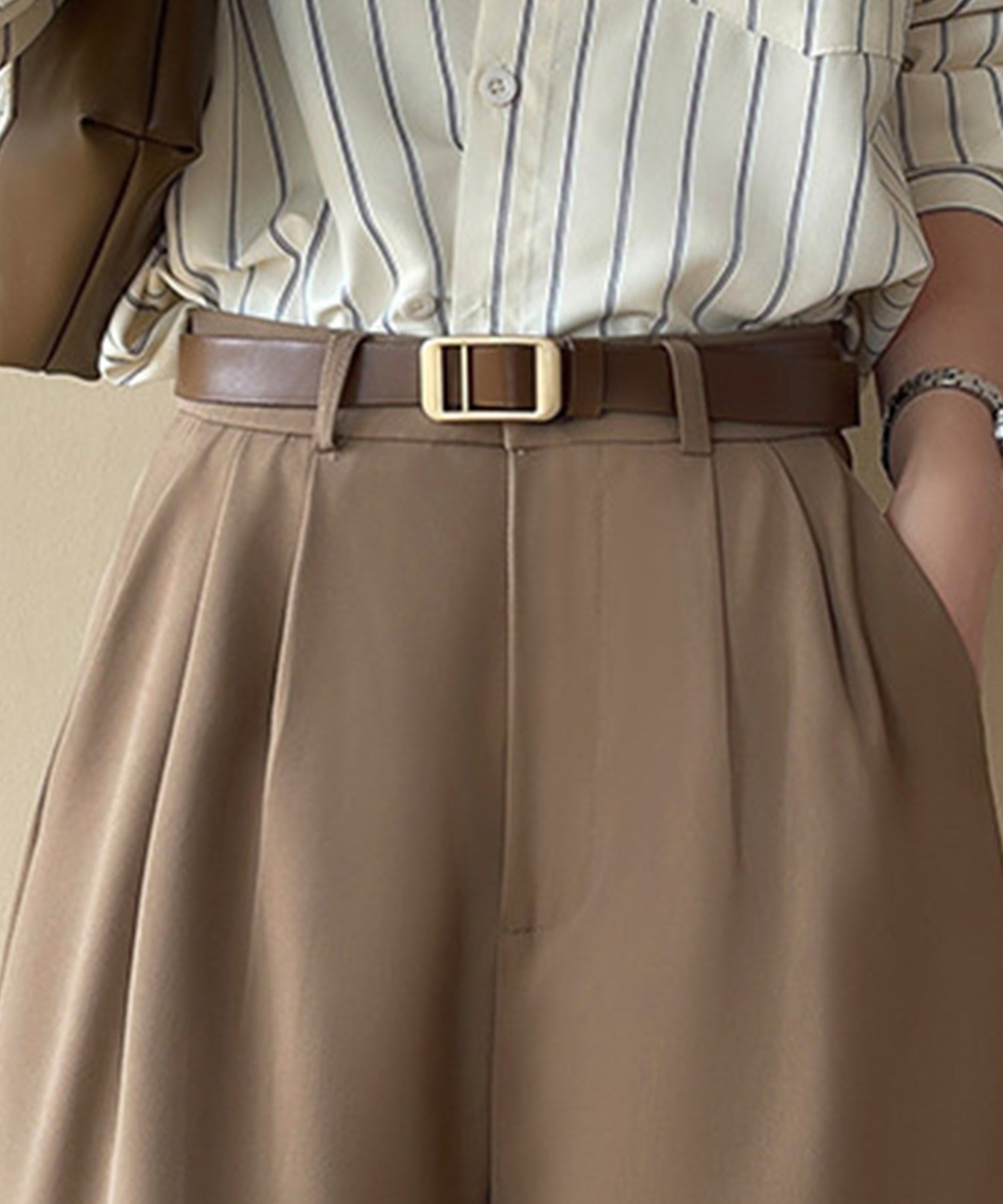 テディショップ Teddyshop レディース ゆったり大人っぽstyle。ダブルタックハーフパンツ （エクリュ） エクリュ