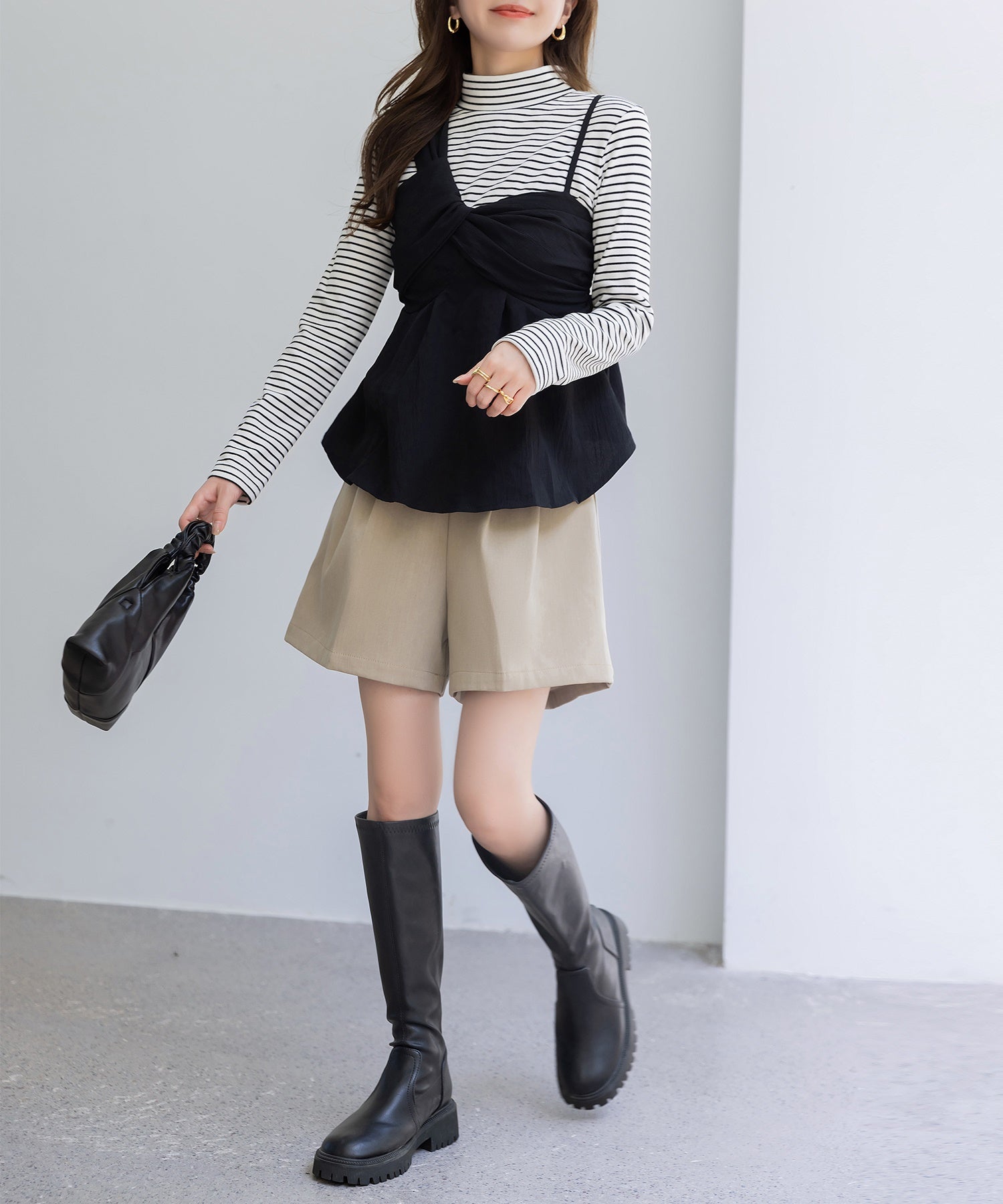 テディショップ Teddyshop レディース ダブルタックハイウエストスラックスショートパンツ （サンドベージュ） サンドベージュ
