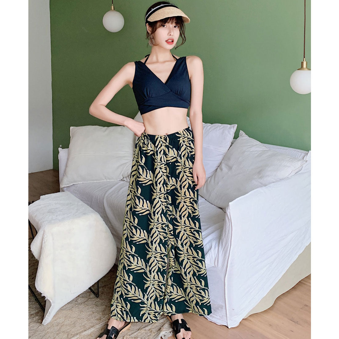 テディショップ Teddyshop 水着 カシュクール風ビキニ＋ワイドパンツ 3点セット【返品不可商品】