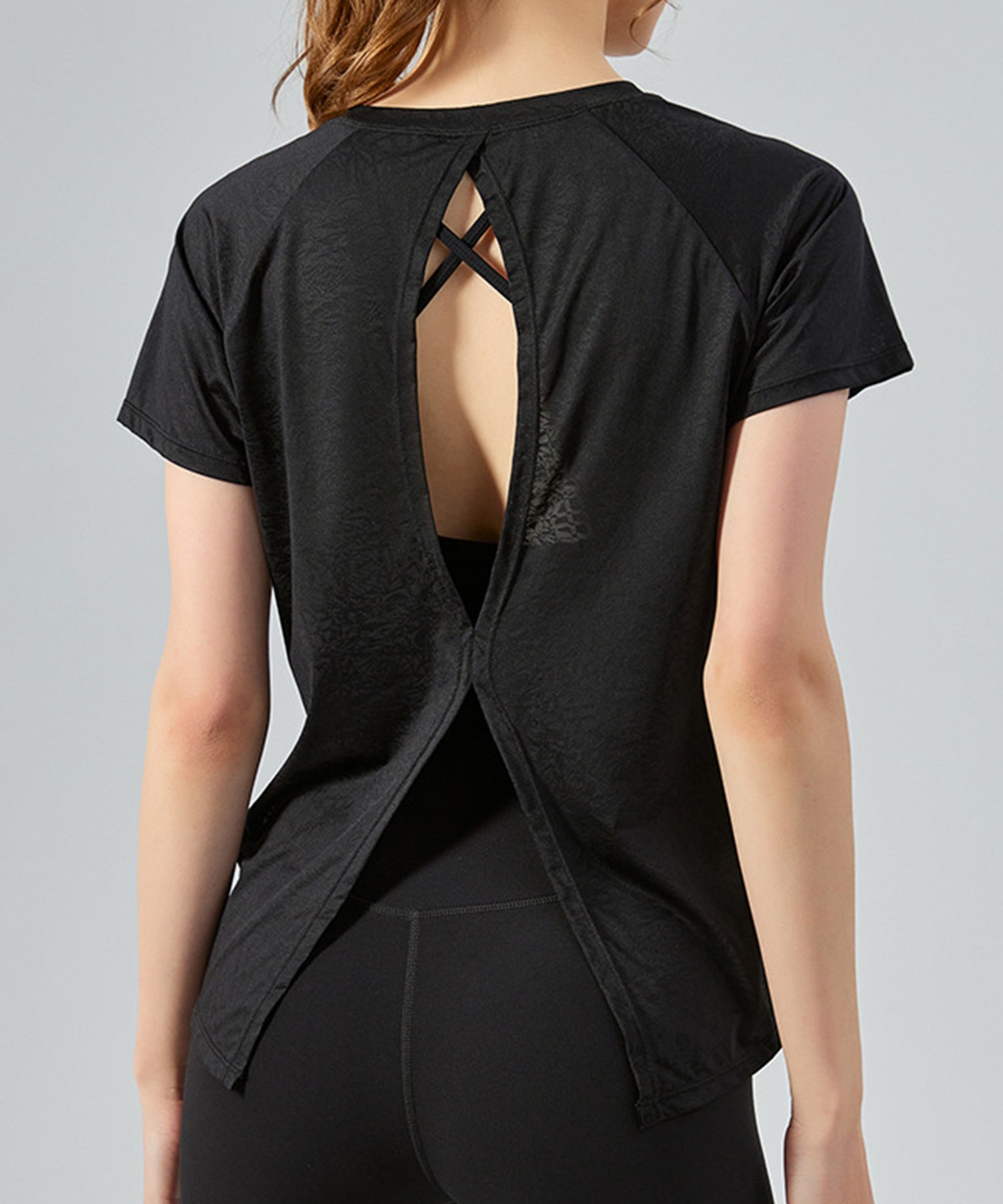 テディショップ Teddyshop レディース バックスリットシンプルヨガトップス （ブラック） ブラック