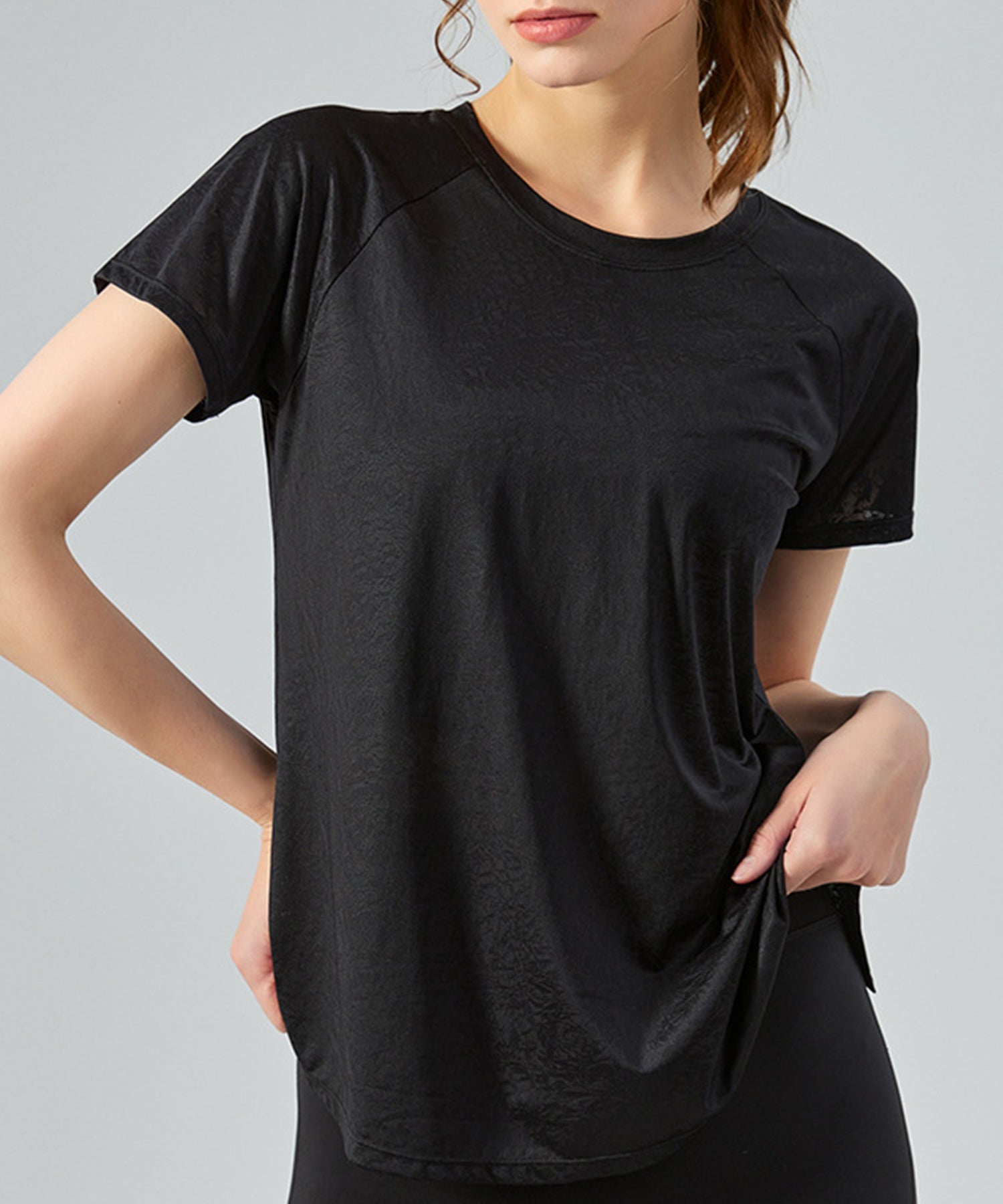 テディショップ Teddyshop レディース バックスリットシンプルヨガトップス （ブラック） ブラック