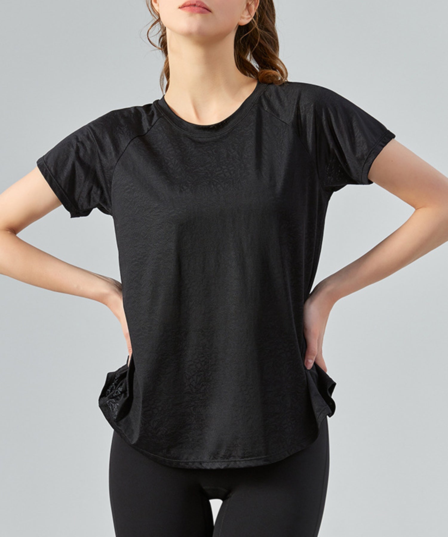 テディショップ Teddyshop レディース バックスリットシンプルヨガトップス （ブラック） ブラック