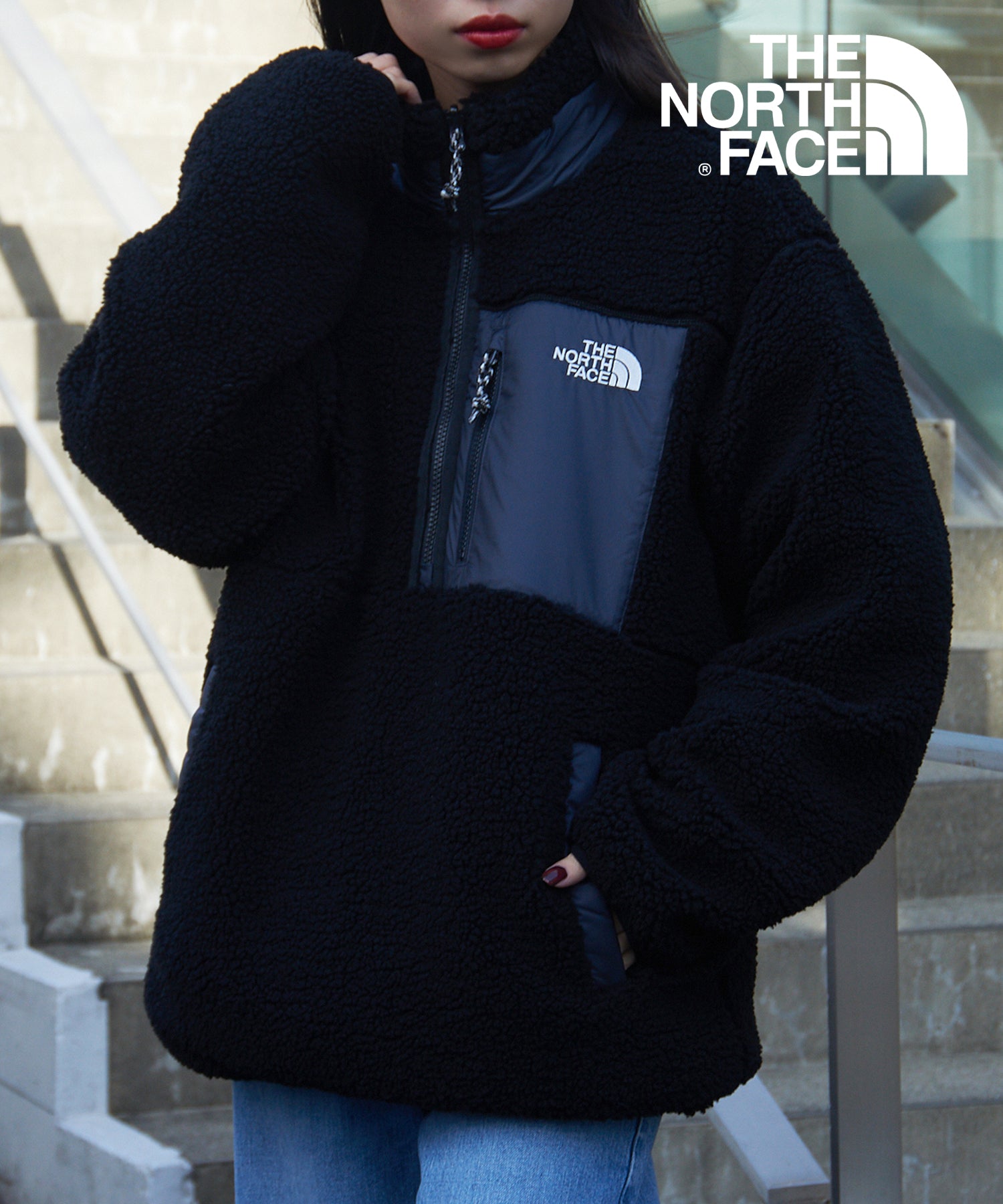 THE NORTH FACE FLEECE ANORAK NJ4FP56 Reversible Boa Fleece Anorak Parka Outerwear
