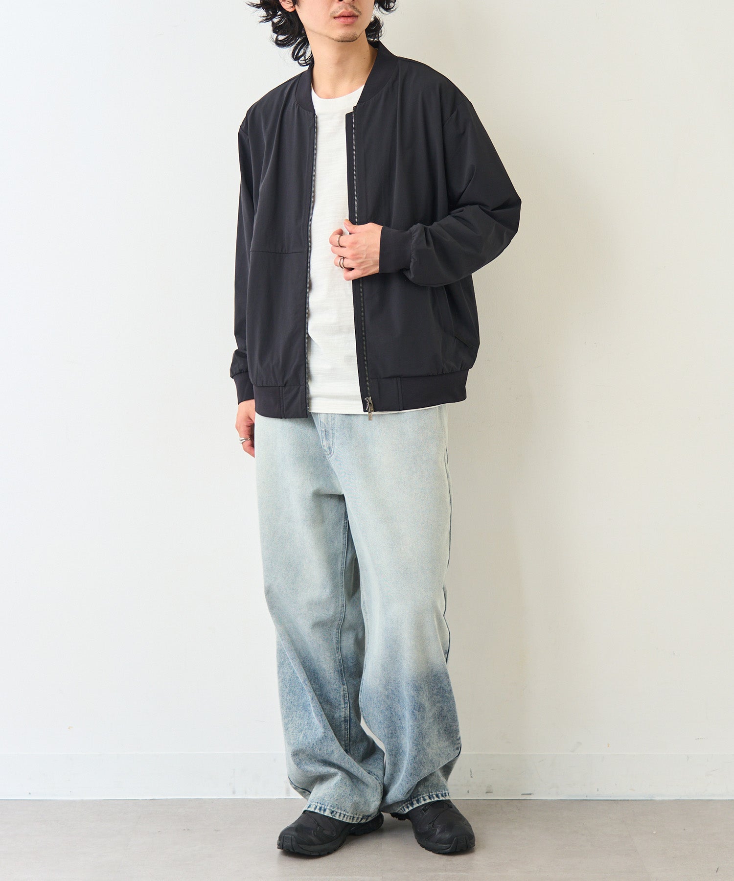 ザ・ノース・フェイス THE NORTH FACE 【日本未発売】韓国 ホワイトレーベルM'S STUD BOMBER NJ3BR07 ブルゾン 軽羽織 スタンドカラー （ブラック） ブラック