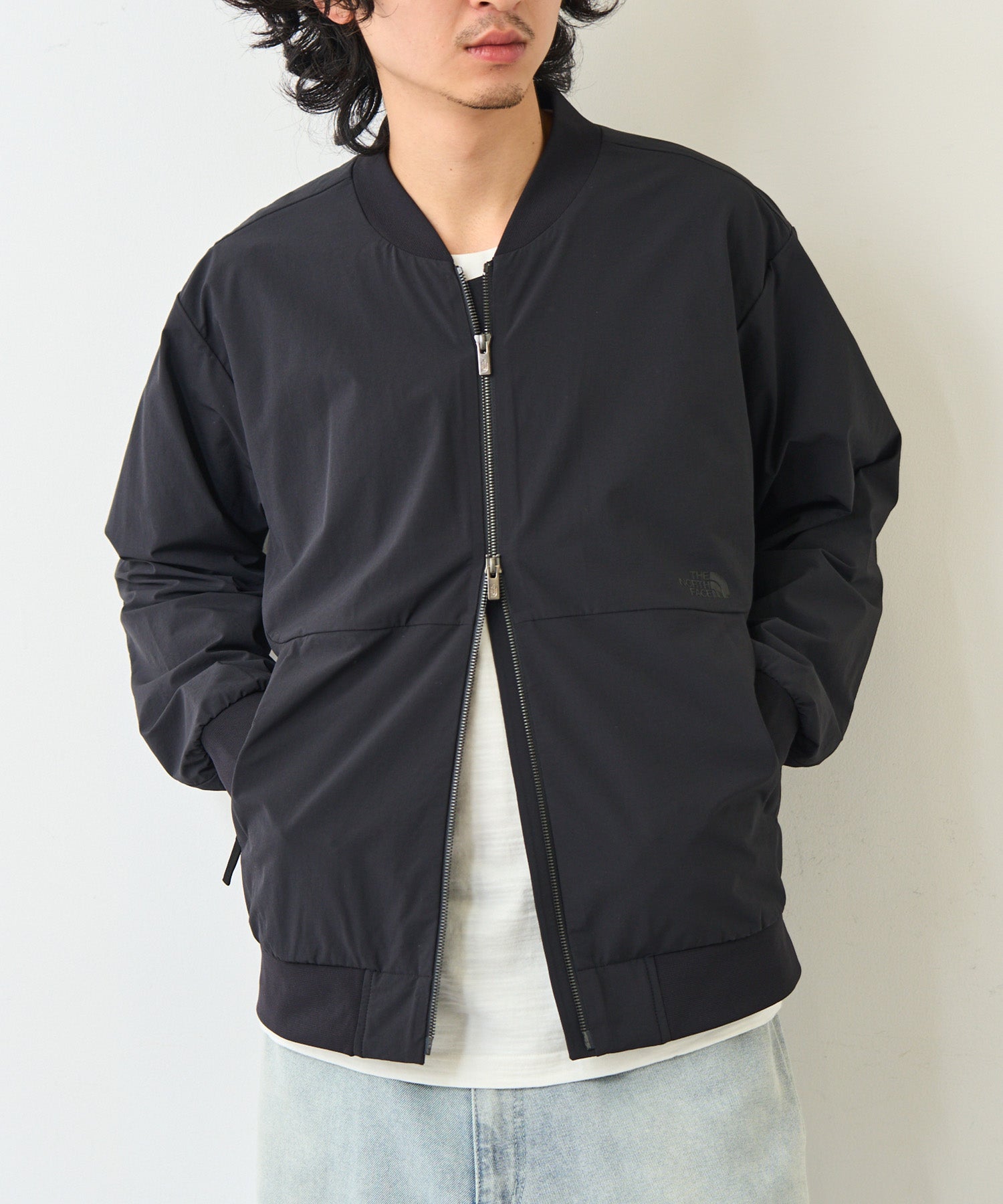 ザ・ノース・フェイス THE NORTH FACE 【日本未発売】韓国 ホワイトレーベルM'S STUD BOMBER NJ3BR07 ブルゾン 軽羽織 スタンドカラー （ブラック） ブラック