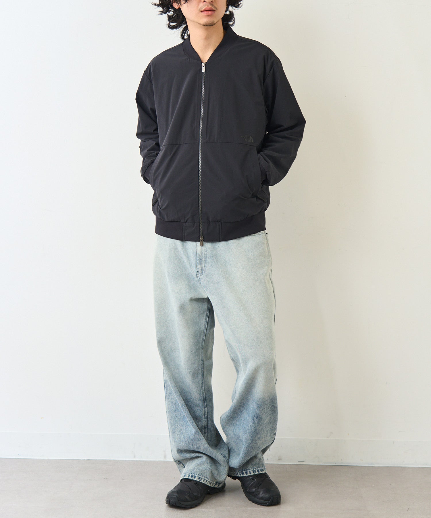 ザ・ノース・フェイス THE NORTH FACE 【日本未発売】韓国 ホワイトレーベルM'S STUD BOMBER NJ3BR07 ブルゾン 軽羽織 スタンドカラー （ブラック） ブラック