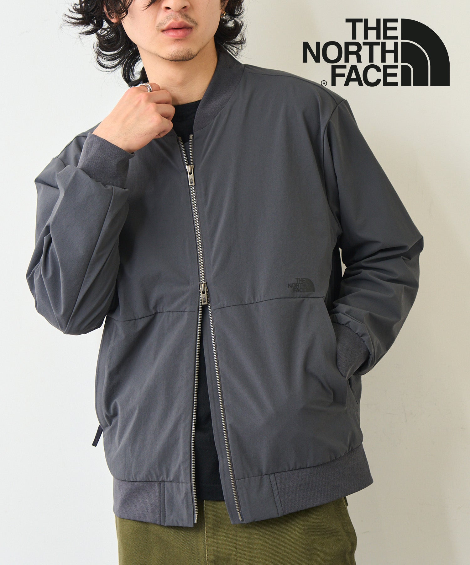 ザ・ノース・フェイス THE NORTH FACE 【日本未発売】韓国 ホワイトレーベルM'S STUD BOMBER NJ3BR07 ブルゾン 軽羽織 スタンドカラー （チャコールグレー） チャコールグレー