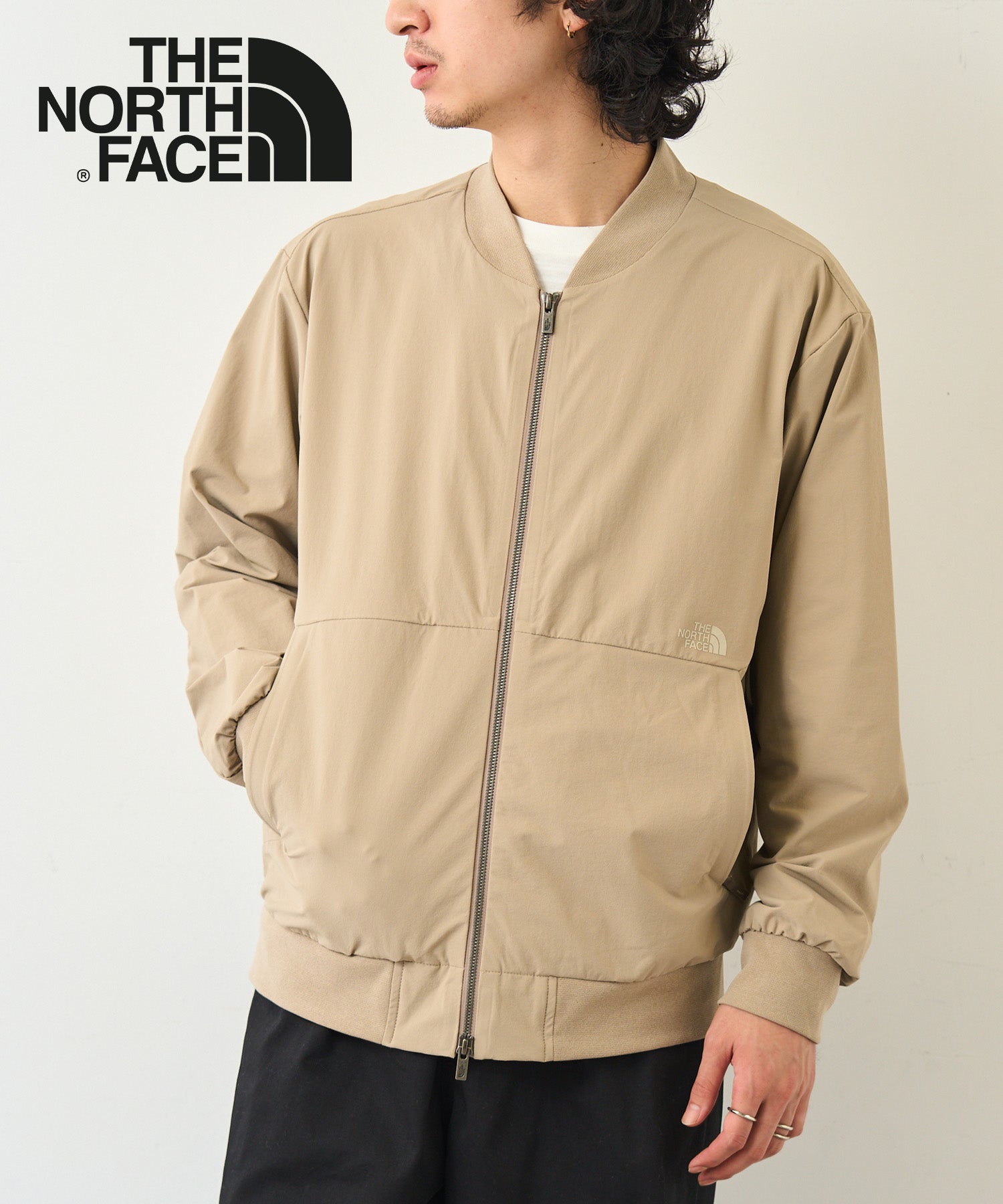 ザ・ノース・フェイス THE NORTH FACE 【日本未発売】韓国 ホワイトレーベルM'S STUD BOMBER NJ3BR07 ブルゾン 軽羽織 スタンドカラー （ダークベージュ） ダークベージュ