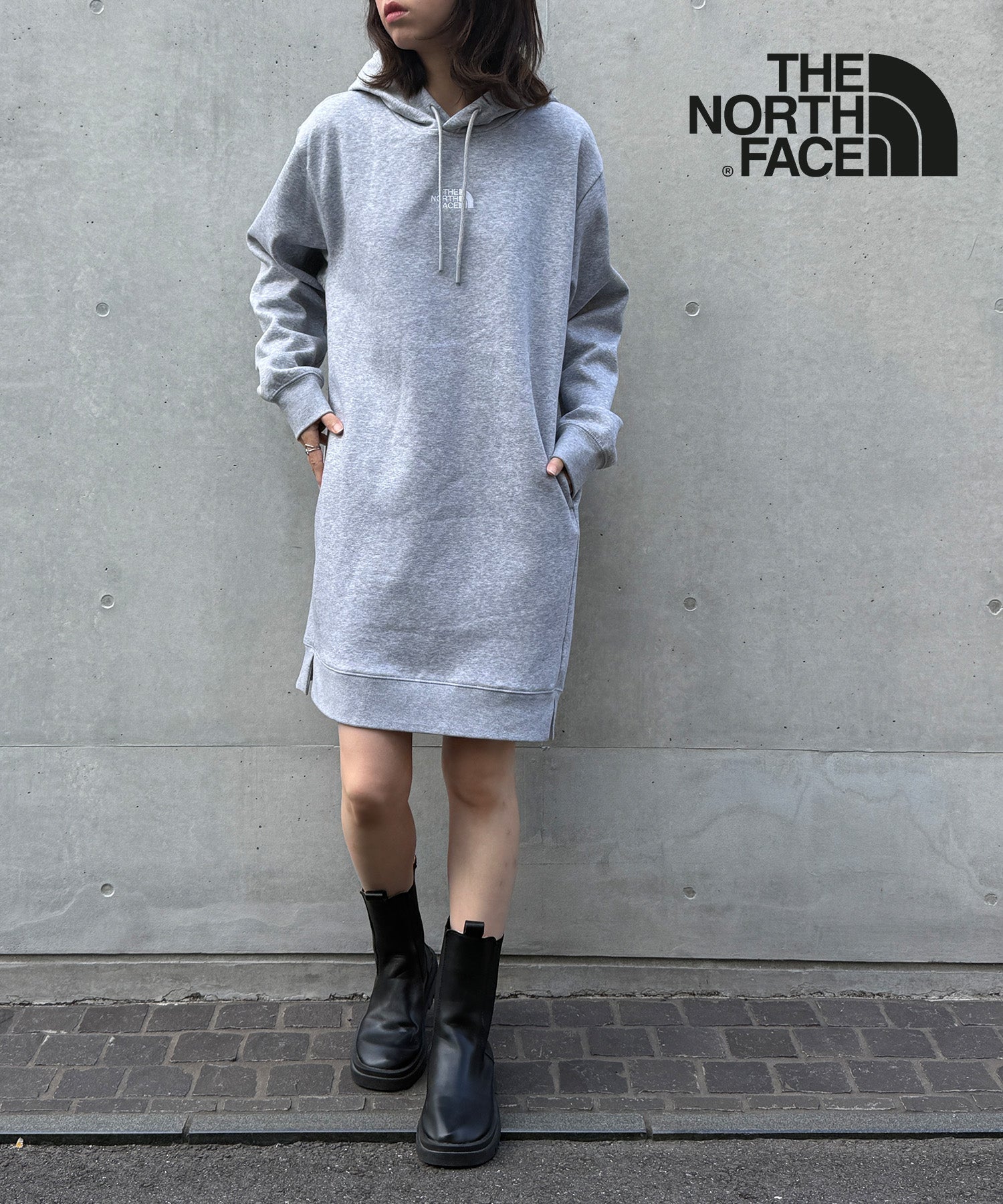 ザ・ノース・フェイス THE NORTH FACE 8EEE/W ESSENTIAL RELAXED HOODED DRESS （グレー） グレー