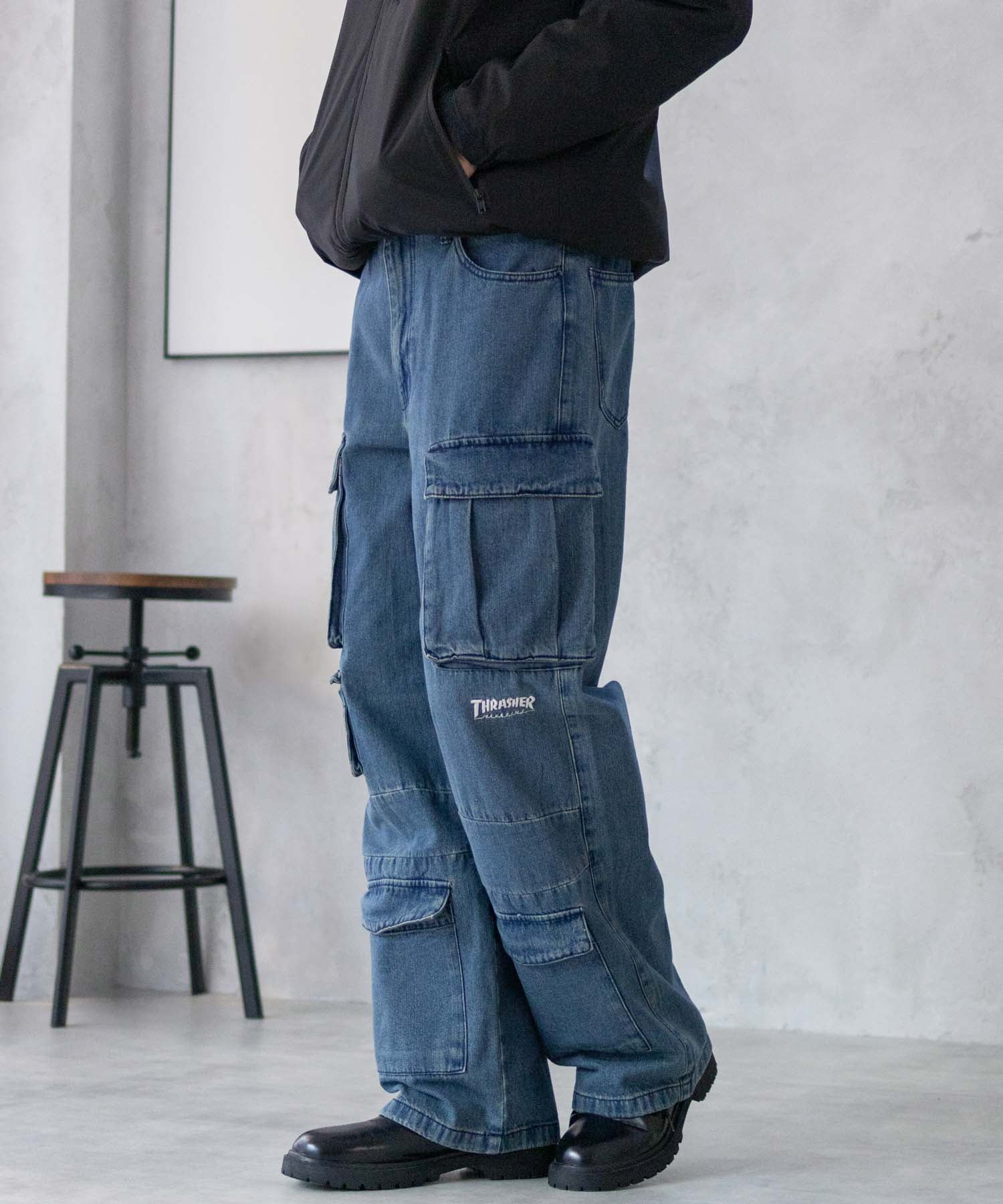 スラッシャー THRASHER 9ポケットデニムカーゴパンツ （ブラック） ブラック