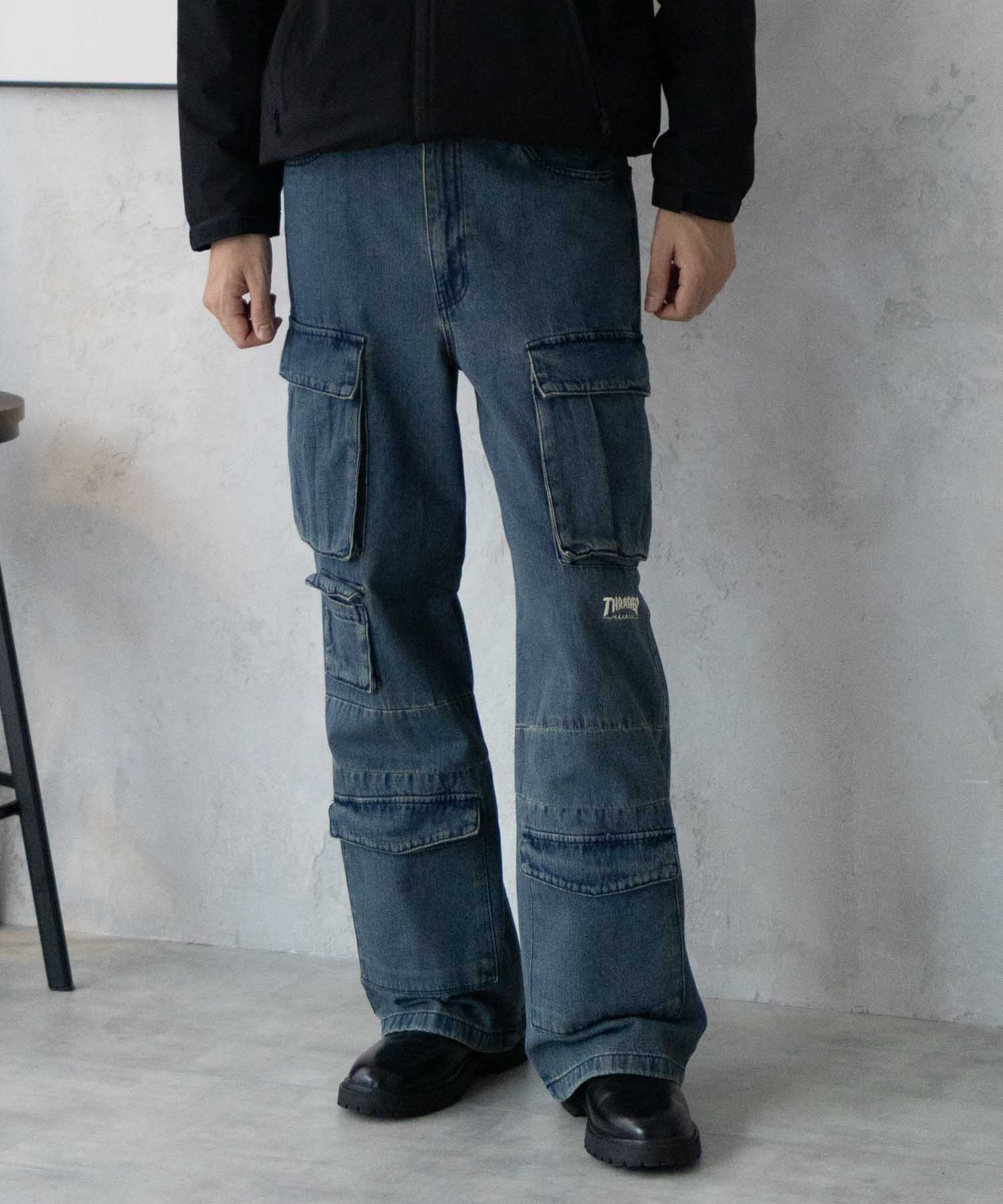 スラッシャー THRASHER 9ポケットデニムカーゴパンツ （ブラック） ブラック