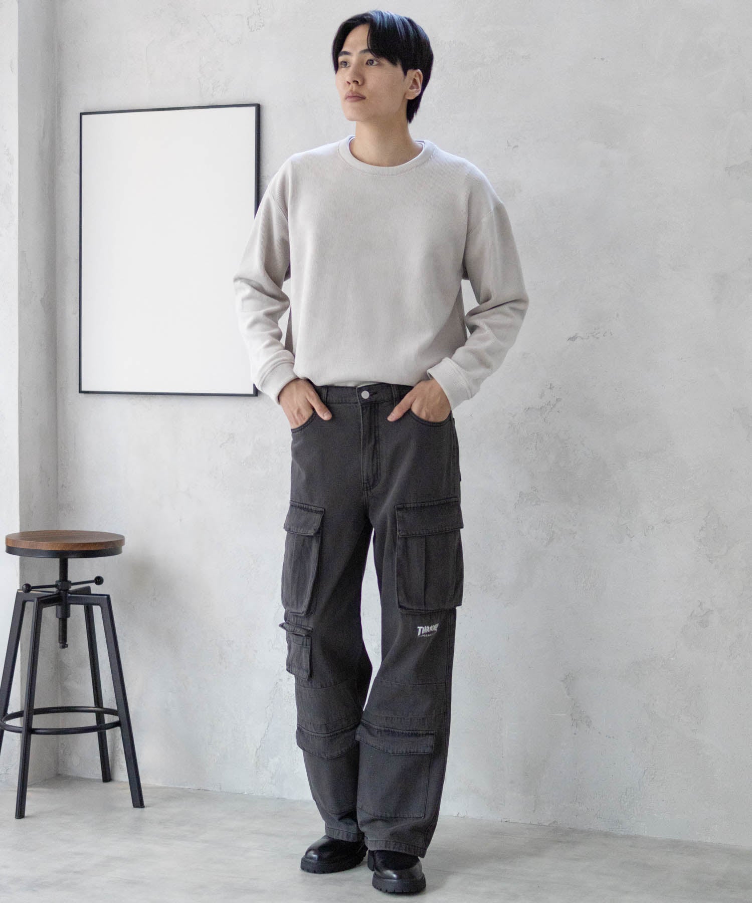スラッシャー THRASHER 9ポケットデニムカーゴパンツ （ブラック） ブラック