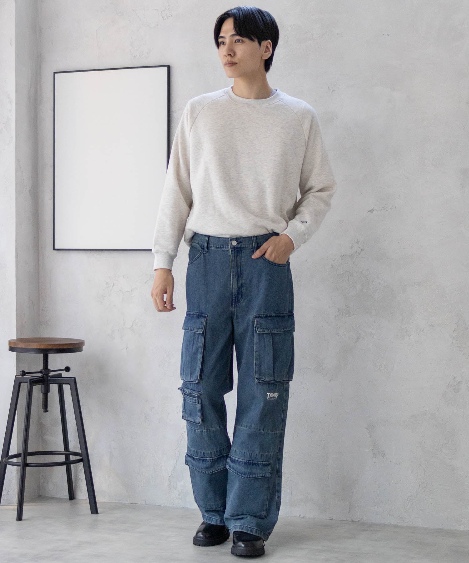 スラッシャー THRASHER 9ポケットデニムカーゴパンツ （ブラック） ブラック