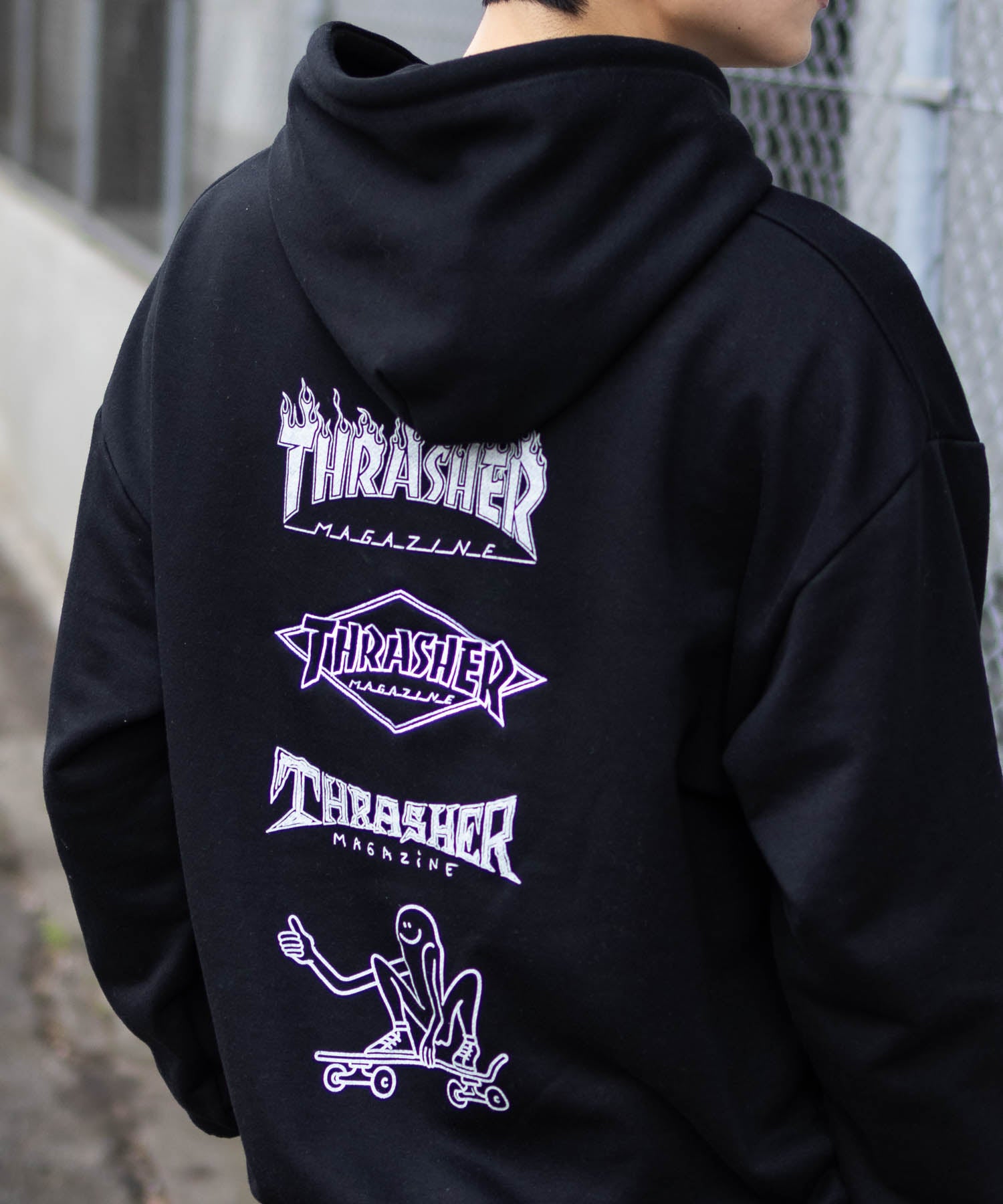 THRASHER BLACK LABEL フーディー M ブラック THRASHER Logo Hoodie