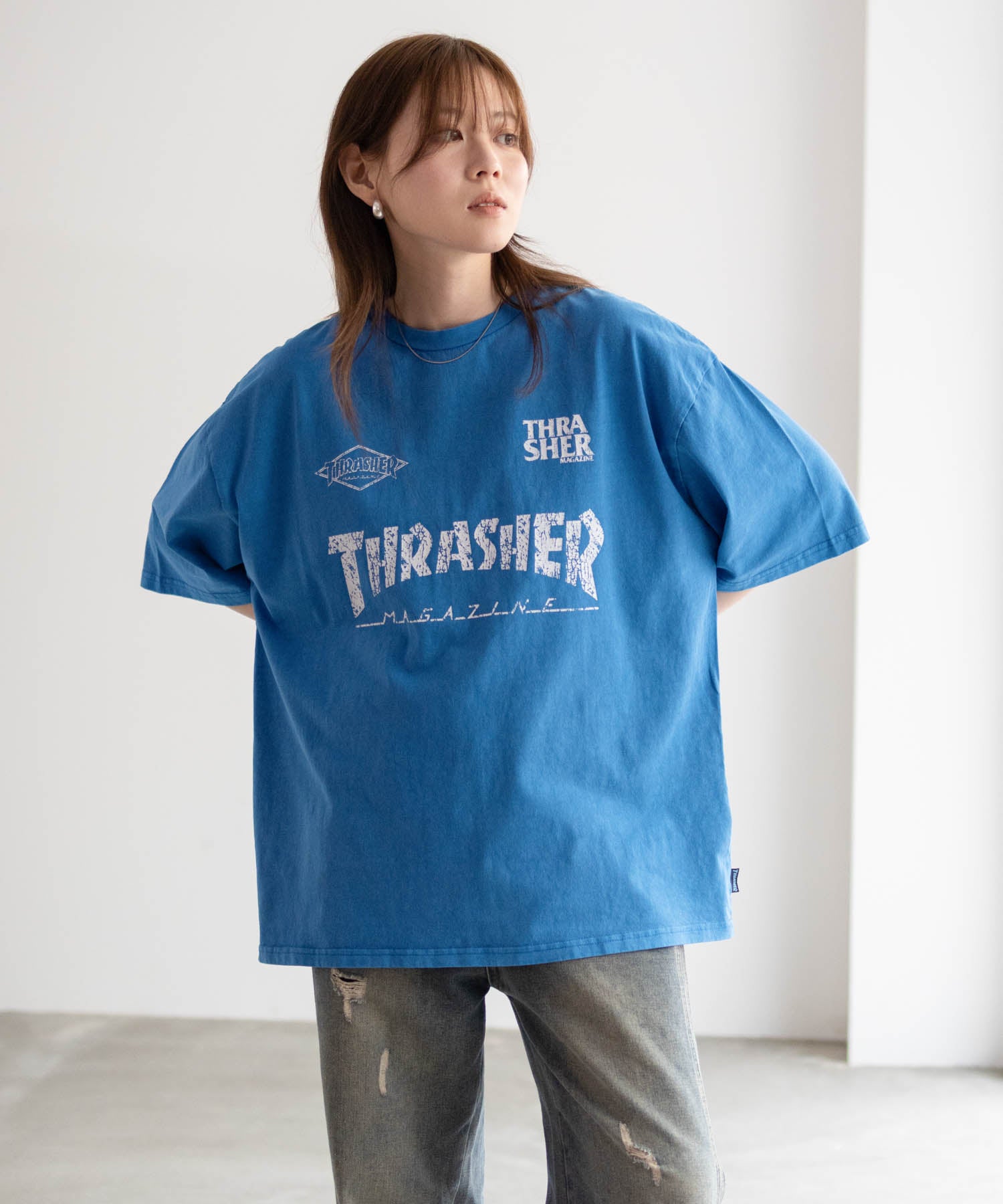 スラッシャー THRASHER ゲームロゴ半袖Tシャツ （ブルー） ブルー