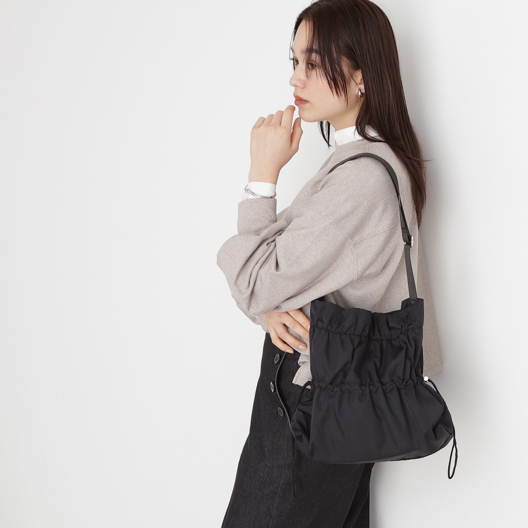 ザ ショップ ティーケー  (ウィメン) THE SHOP TK(Women) メタルシャーリングトートバッグ （ブラック(019)） ブラック(019)