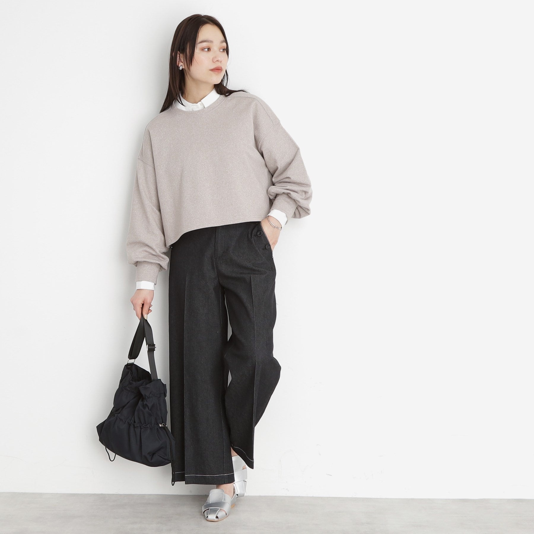 ザ ショップ ティーケー  (ウィメン) THE SHOP TK(Women) メタルシャーリングトートバッグ （ブラック(019)） ブラック(019)