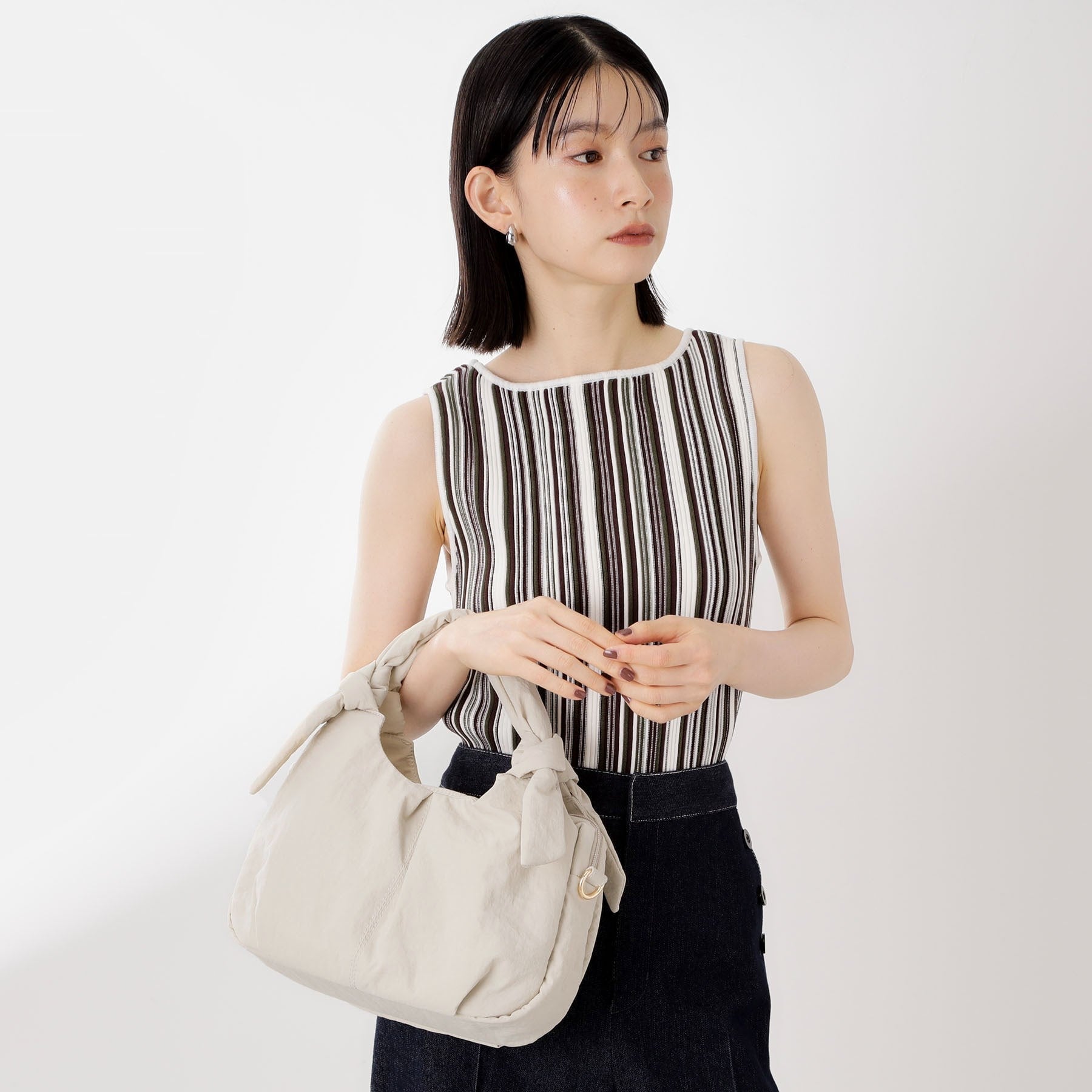 ザ ショップ ティーケー  (ウィメン) THE SHOP TK(Women) ロゴショルダー付きナイロンミニボストン （グレージュ(050)） グレージュ(050)