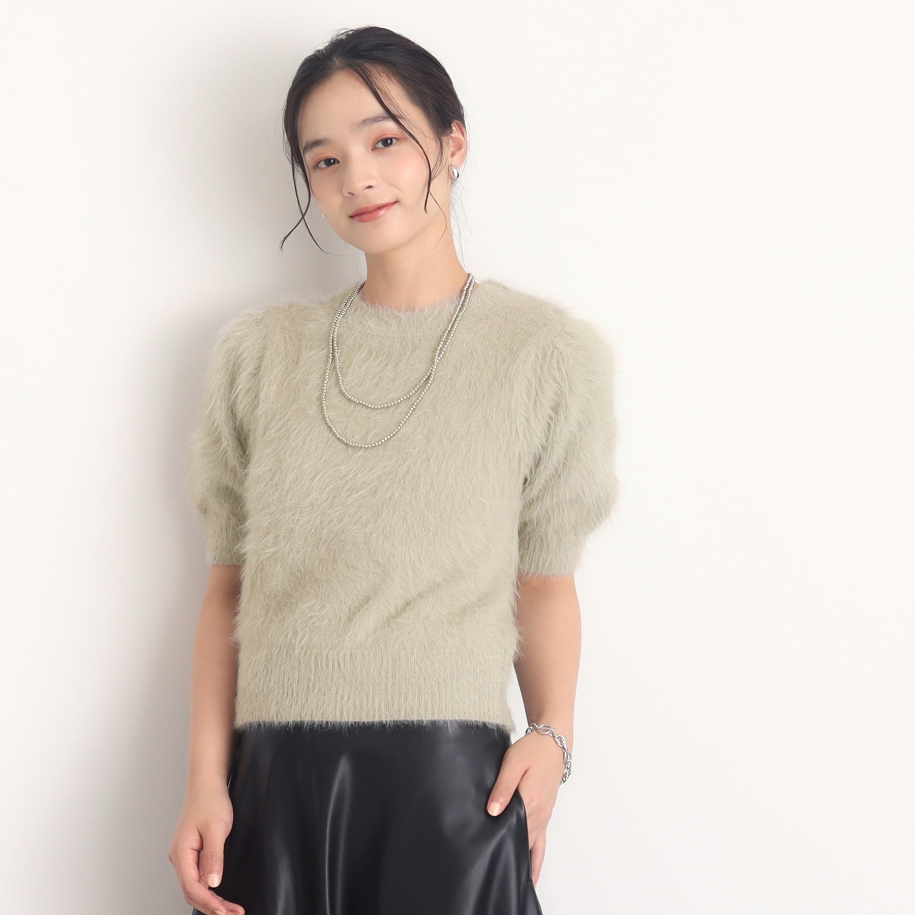 ザ ショップ ティーケー  (ウィメン) THE SHOP TK(Women) 半袖フェザーニット （グレージュ(050)） グレージュ(050)