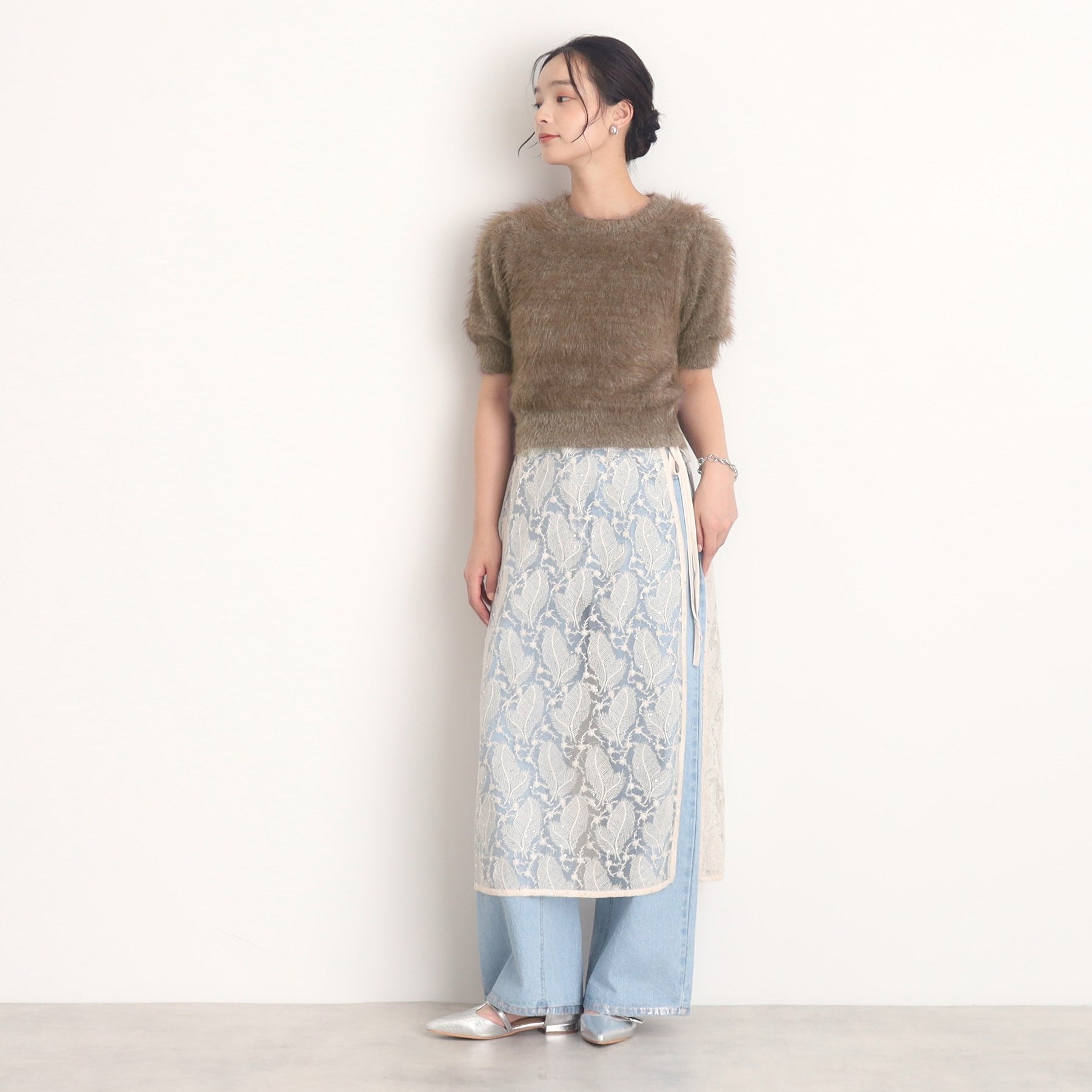 ザ ショップ ティーケー  (ウィメン) THE SHOP TK(Women) 半袖フェザーニット （グレージュ(050)） グレージュ(050)