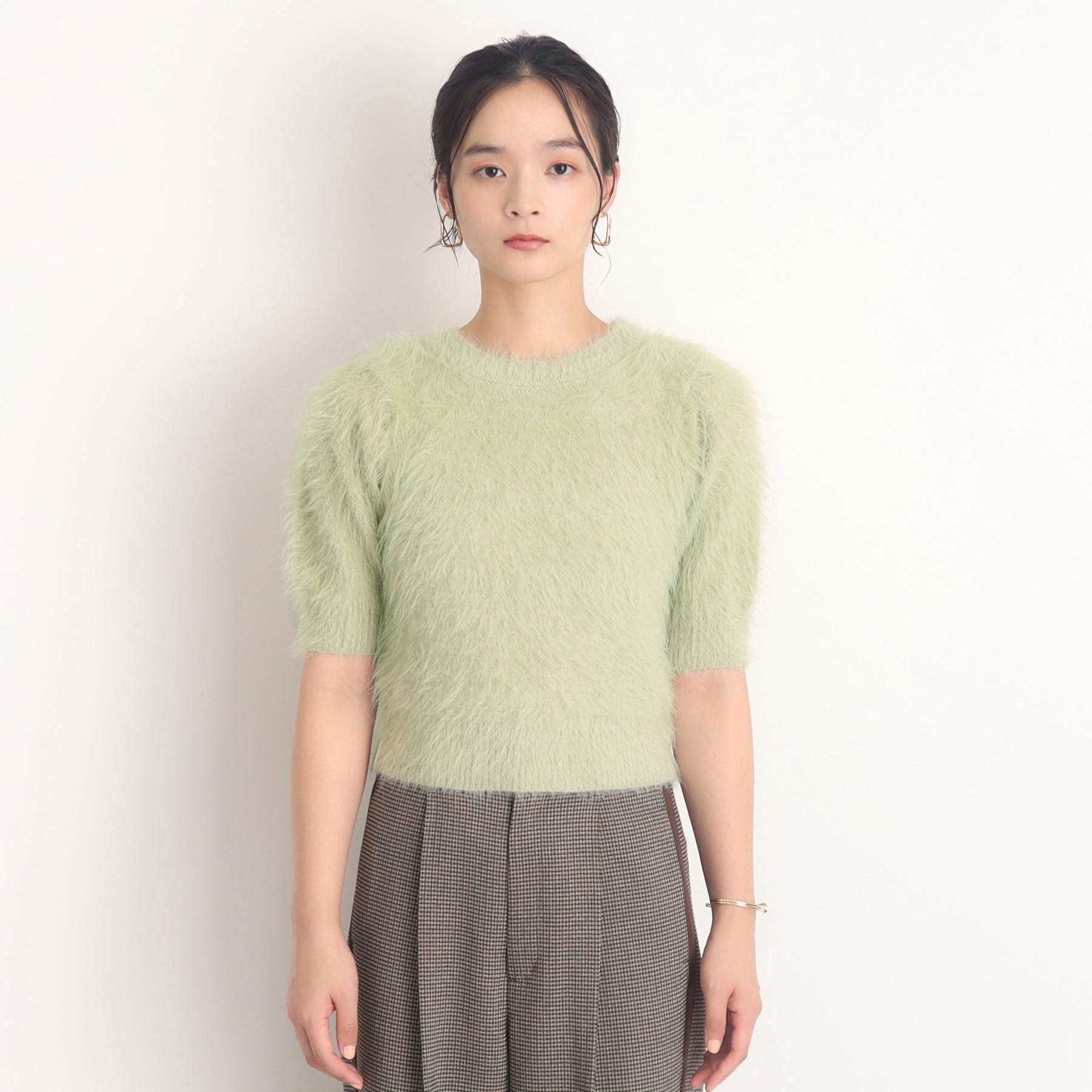 ザ ショップ ティーケー  (ウィメン) THE SHOP TK(Women) 半袖フェザーニット （グレージュ(050)） グレージュ(050)