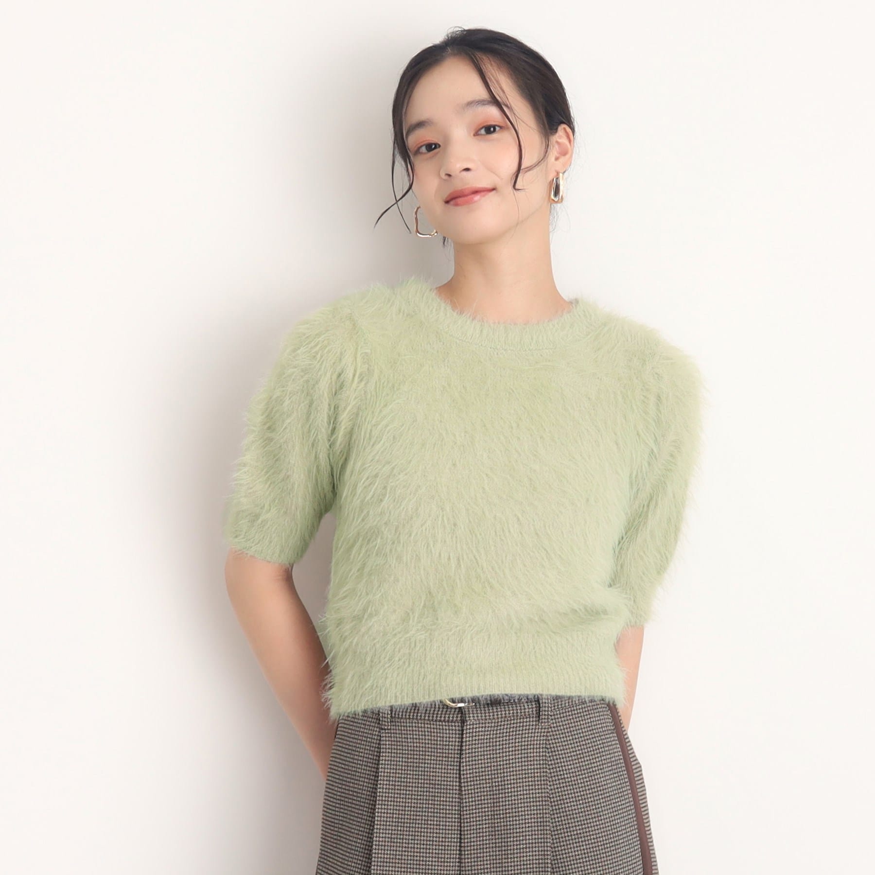 ザ ショップ ティーケー  (ウィメン) THE SHOP TK(Women) 半袖フェザーニット （ライトグリーン(020)） ライトグリーン(020)