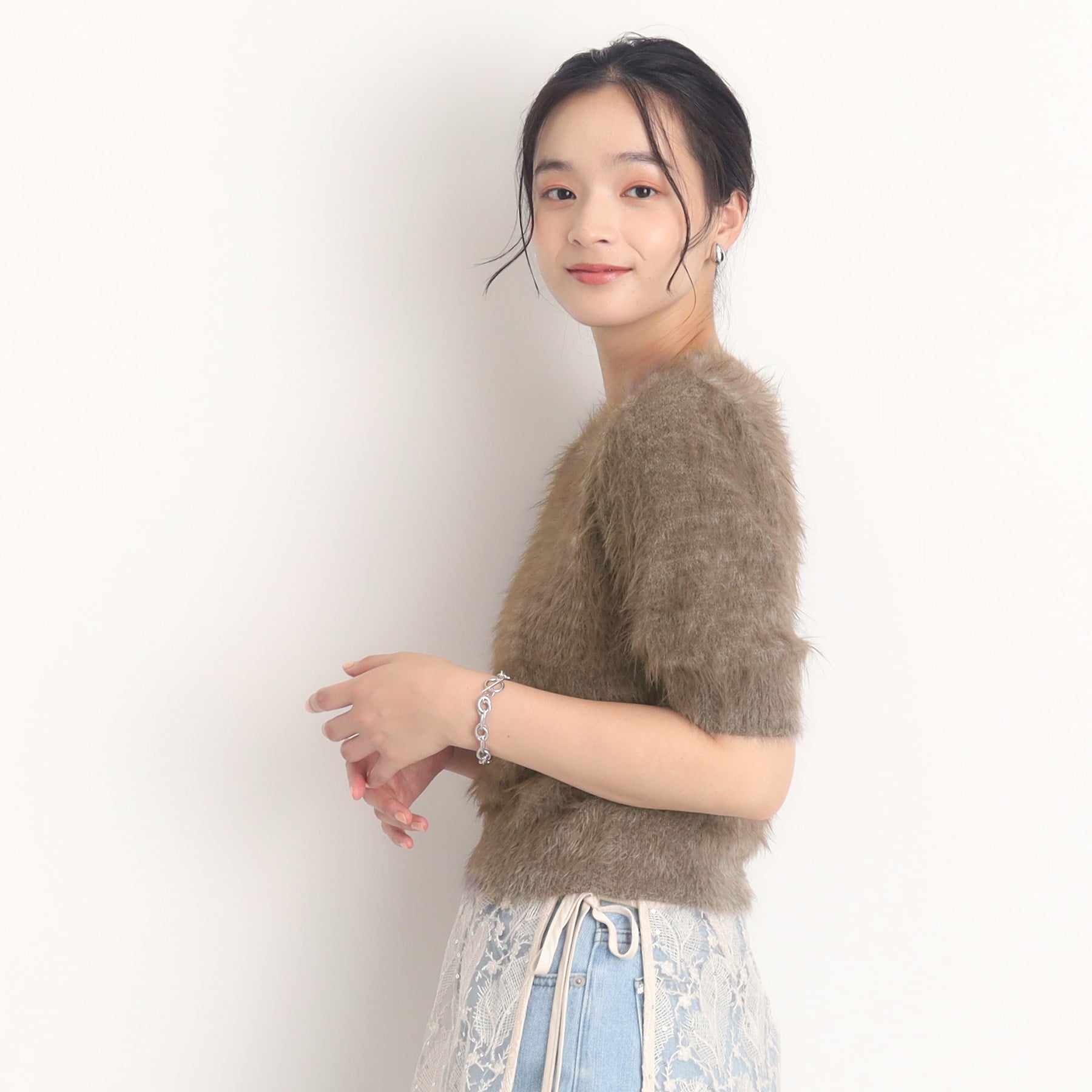 ザ ショップ ティーケー  (ウィメン) THE SHOP TK(Women) 半袖フェザーニット （トープ(054)） トープ(054)