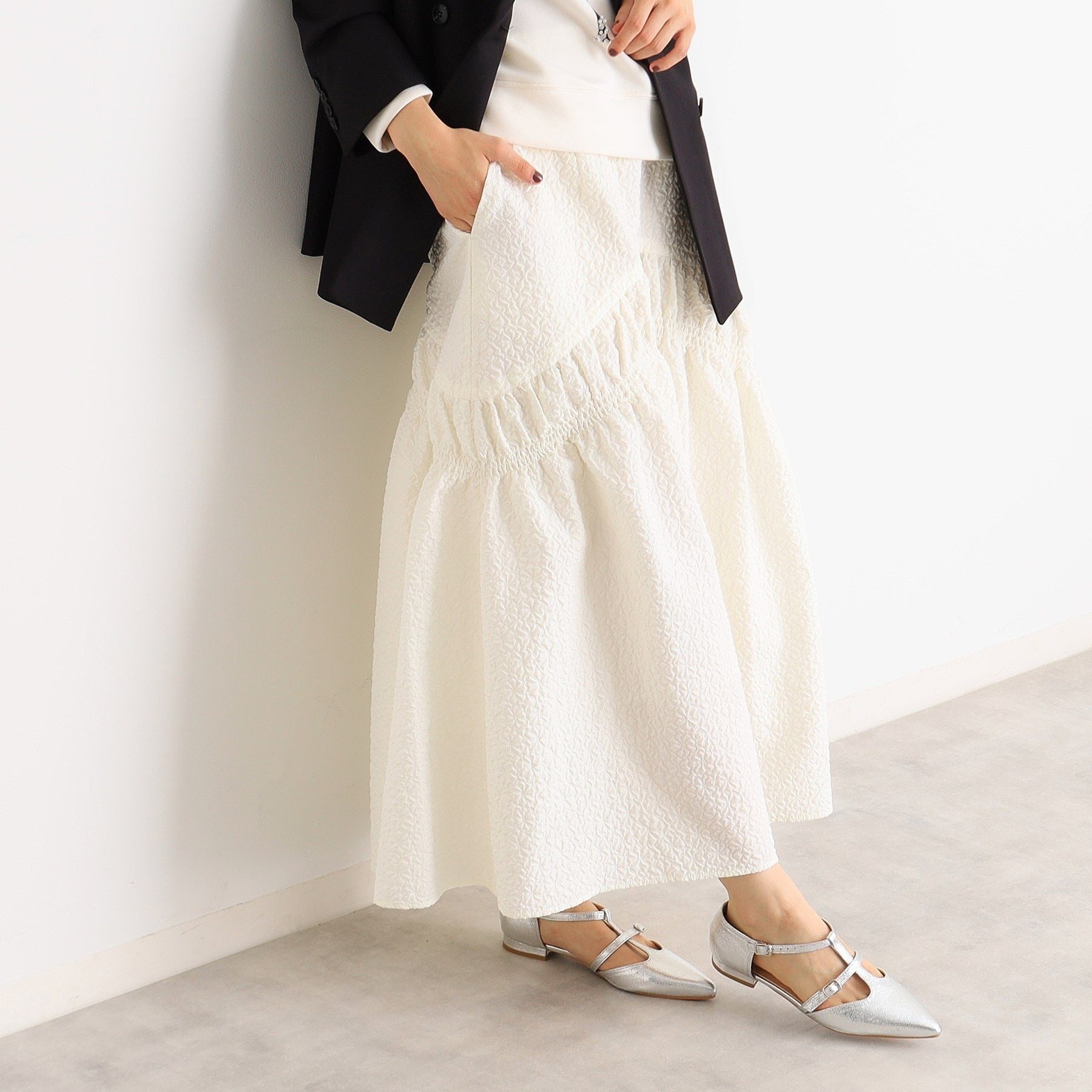 ザ ショップ ティーケー (ウィメン) THE SHOP TK(Women) ぽこぽこ切替スカート （オフホワイト(003)） オフホワイト(003)