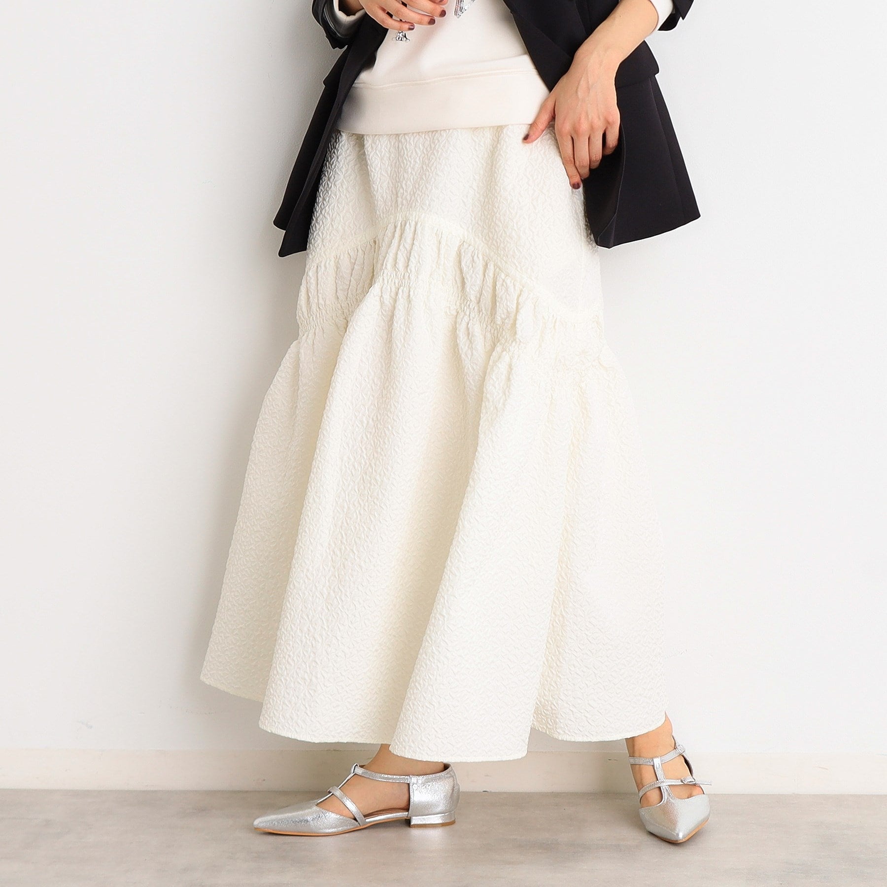 ザ ショップ ティーケー (ウィメン) THE SHOP TK(Women) ぽこぽこ切替スカート （オフホワイト(003)） オフホワイト(003)
