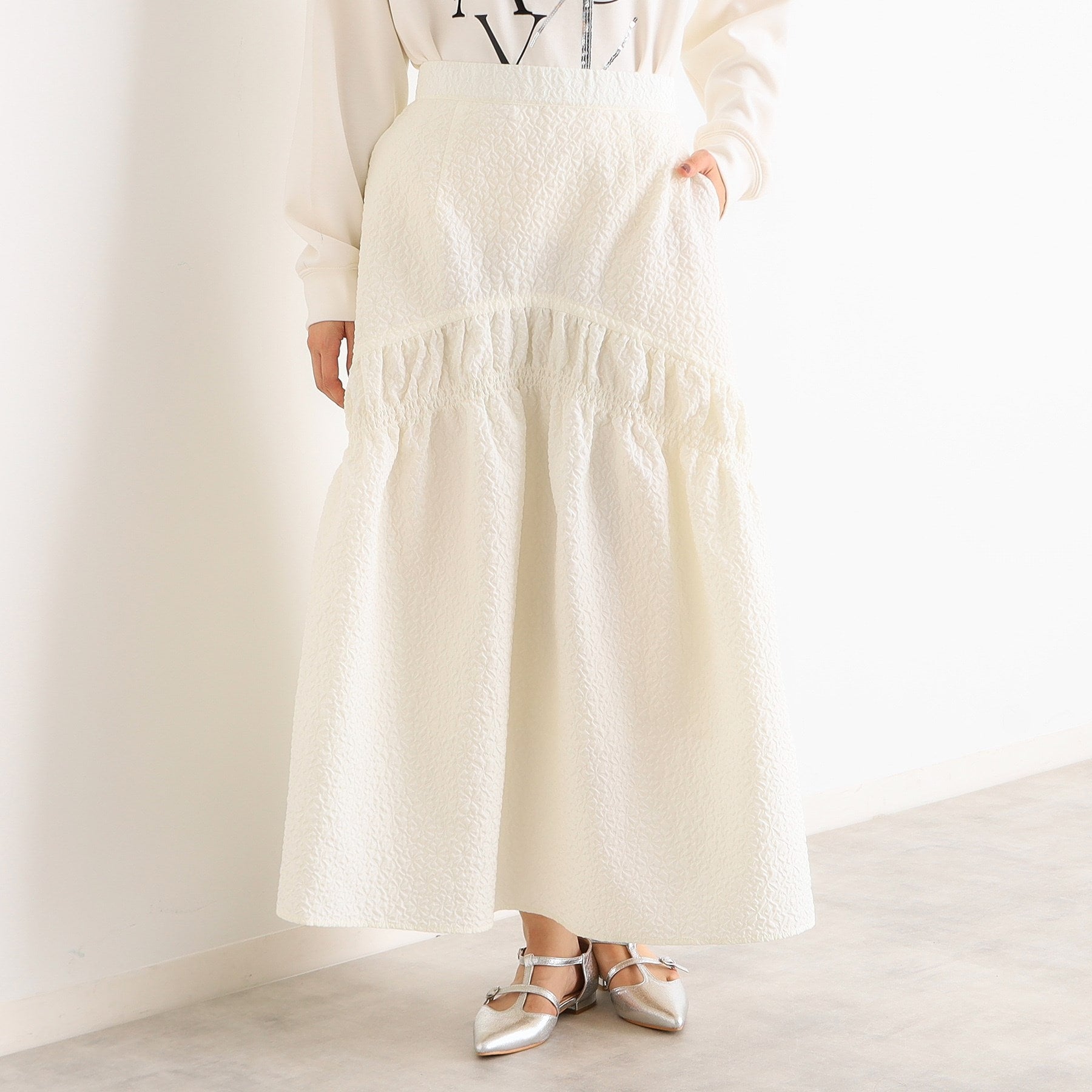 ザ ショップ ティーケー (ウィメン) THE SHOP TK(Women) ぽこぽこ切替スカート （オフホワイト(003)） オフホワイト(003)