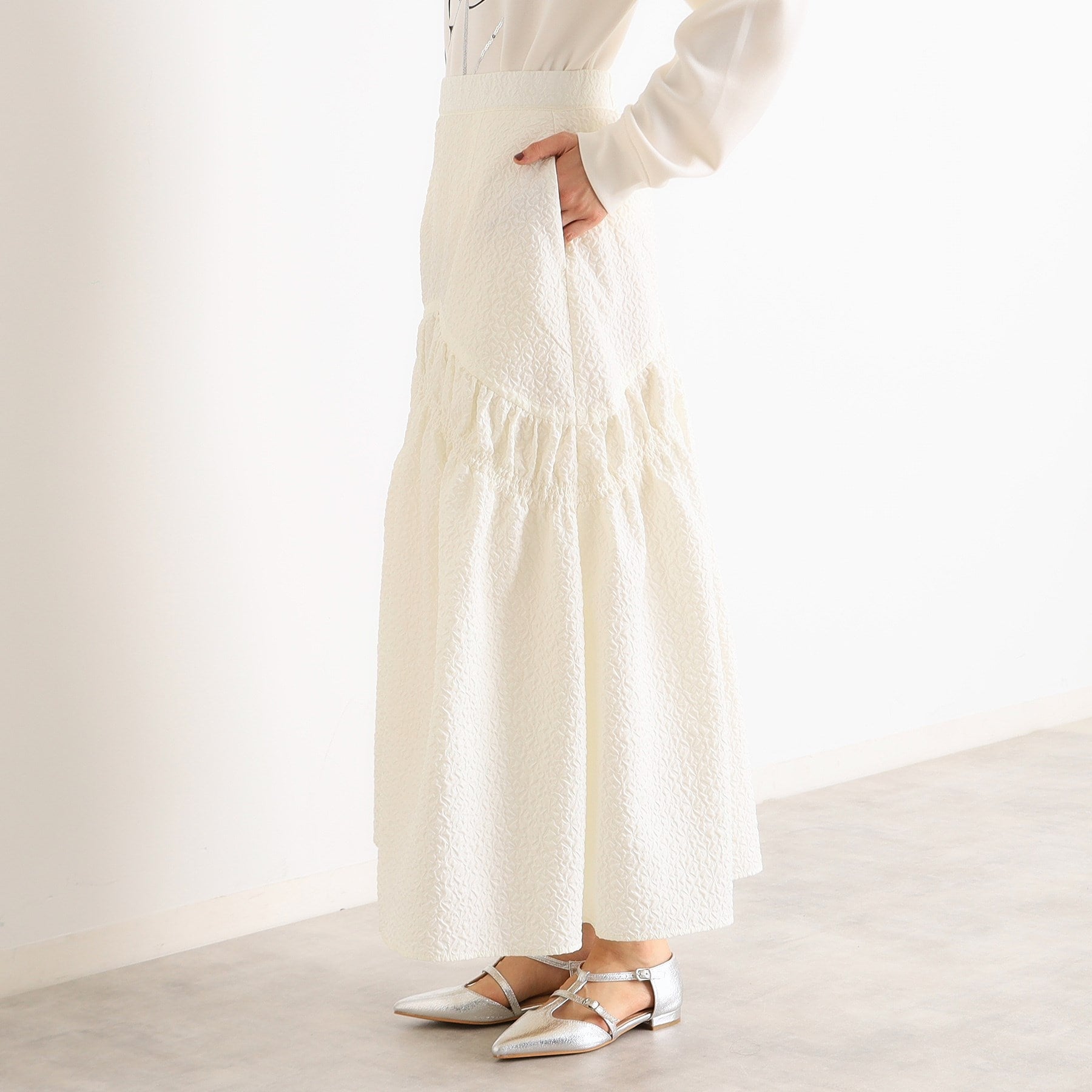 ザ ショップ ティーケー (ウィメン) THE SHOP TK(Women) ぽこぽこ切替スカート （オフホワイト(003)） オフホワイト(003)
