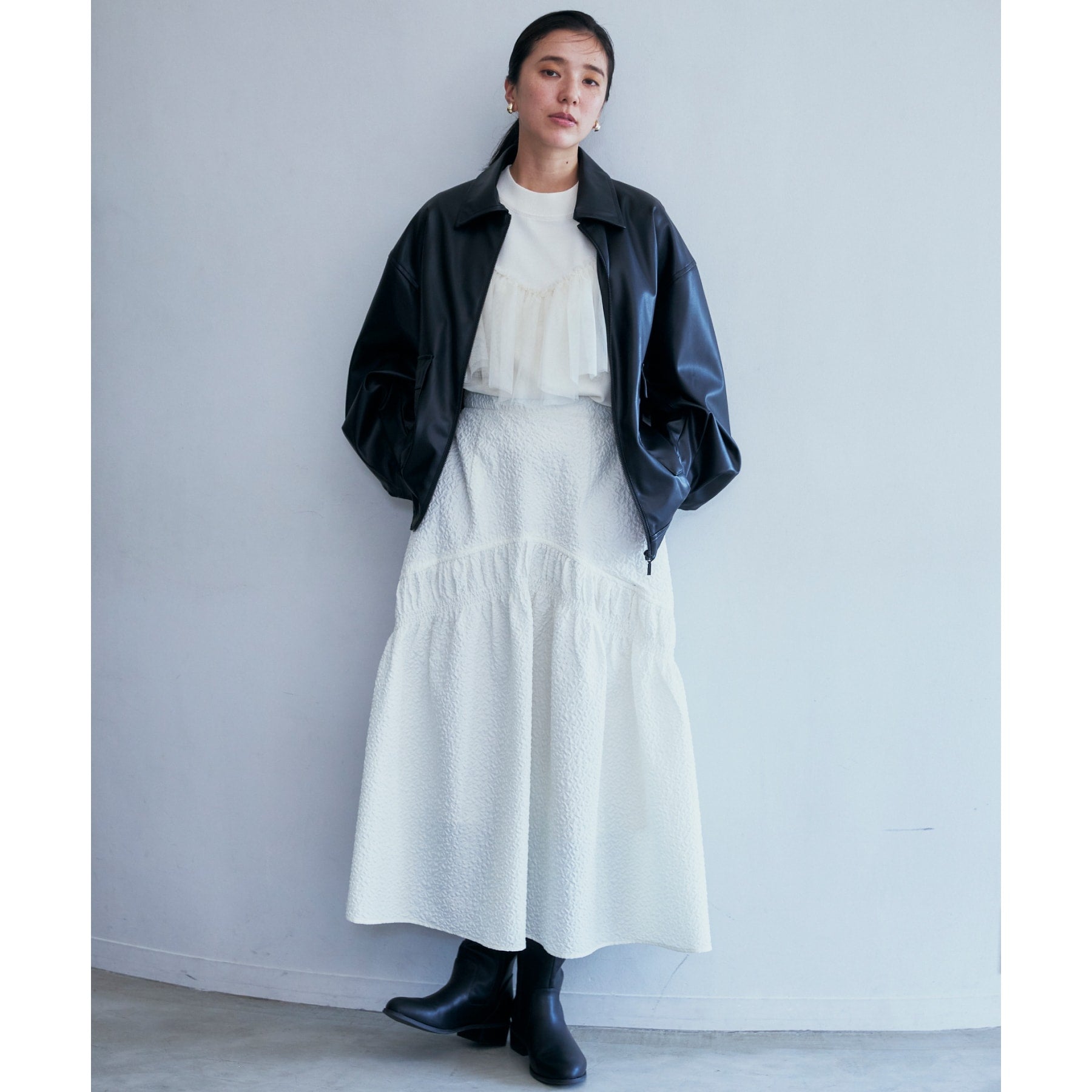 ザ ショップ ティーケー (ウィメン) THE SHOP TK(Women) ぽこぽこ切替スカート （オフホワイト(003)） オフホワイト(003)
