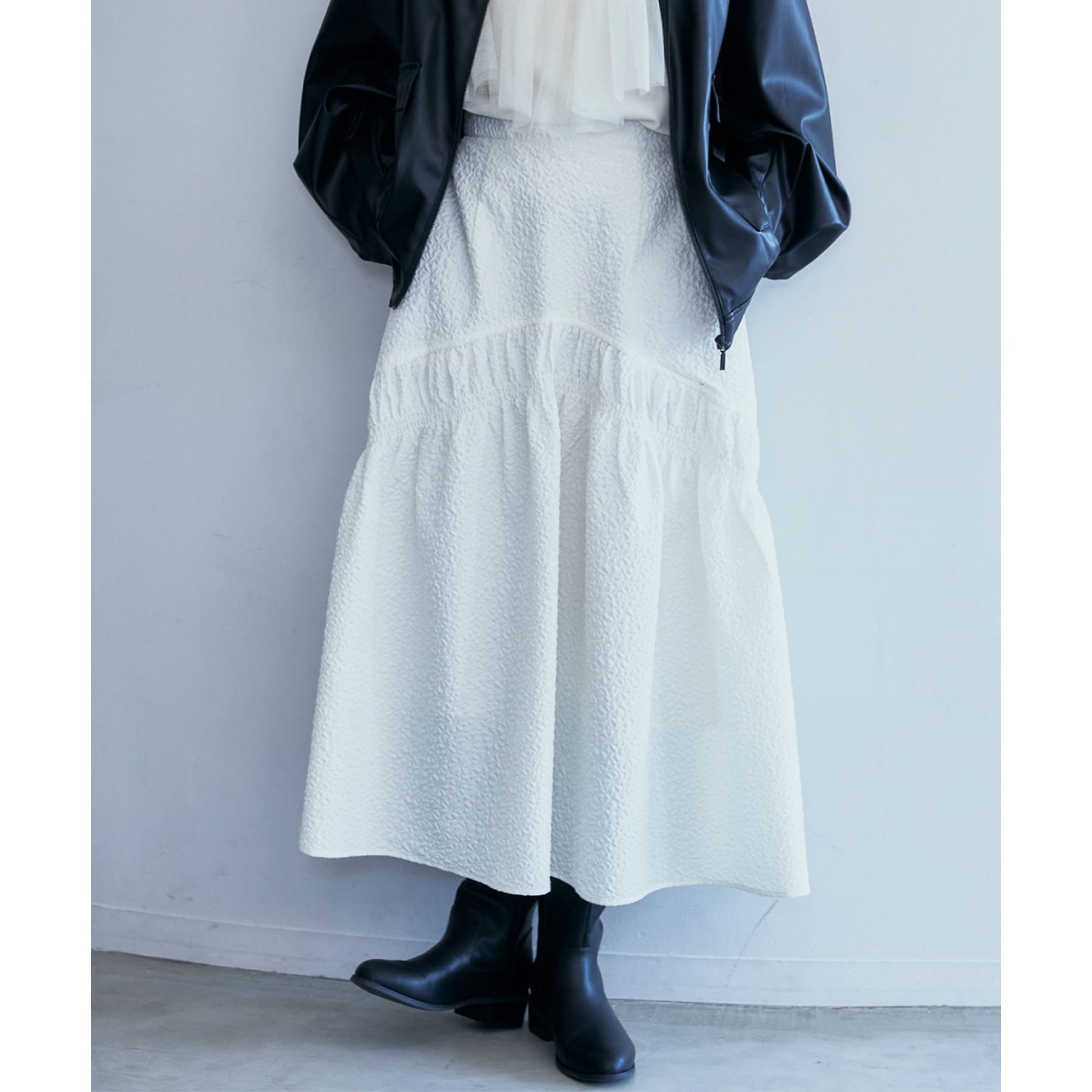 ザ ショップ ティーケー (ウィメン) THE SHOP TK(Women) ぽこぽこ切替スカート （オフホワイト(003)） オフホワイト(003)