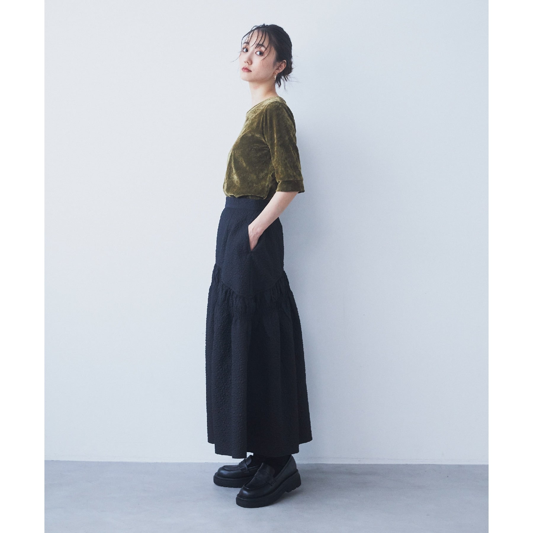 ザ ショップ ティーケー (ウィメン) THE SHOP TK(Women) ぽこぽこ切替スカート （オフホワイト(003)） オフホワイト(003)