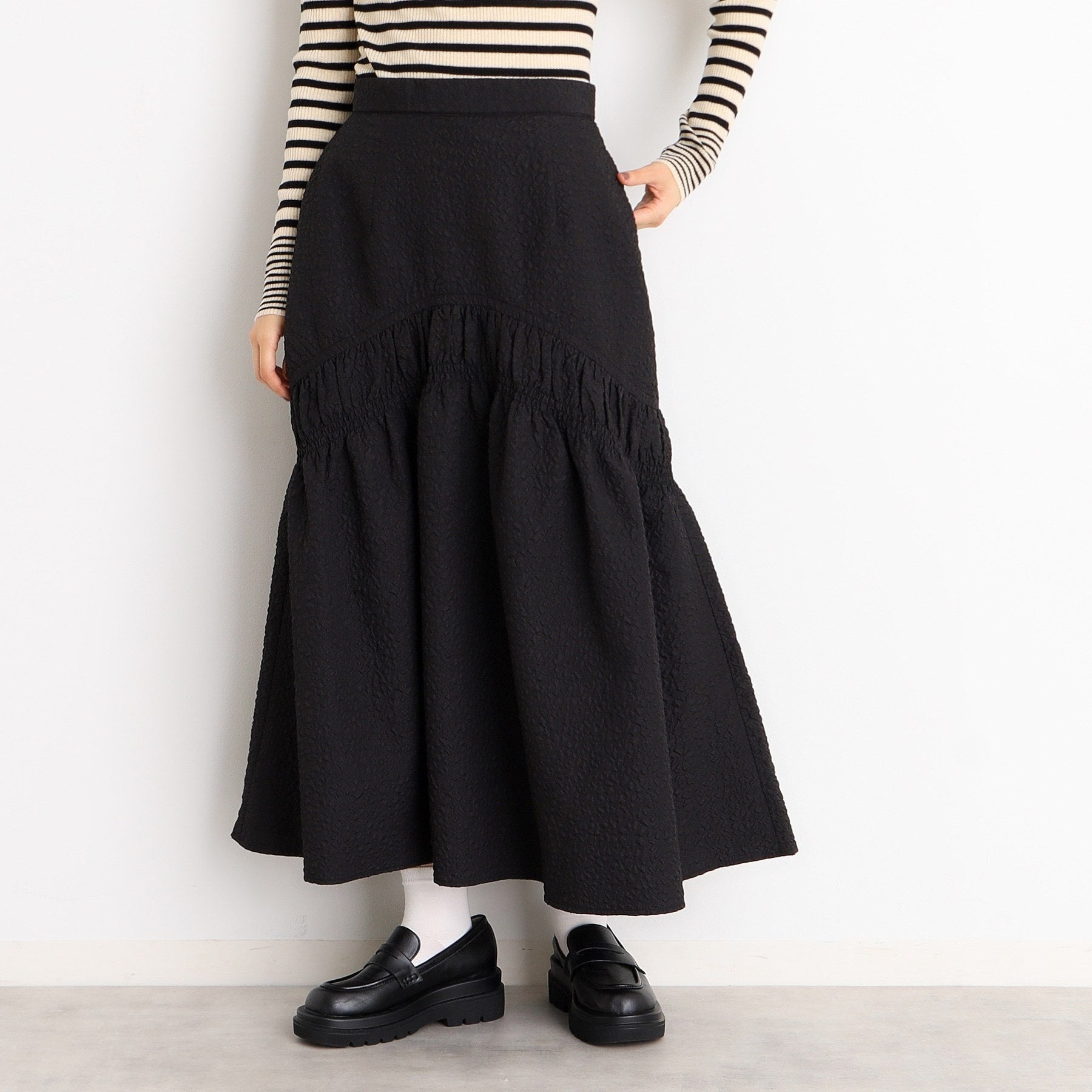 ザ ショップ ティーケー (ウィメン) THE SHOP TK(Women) ぽこぽこ切替スカート （ブラック(019)） ブラック(019)